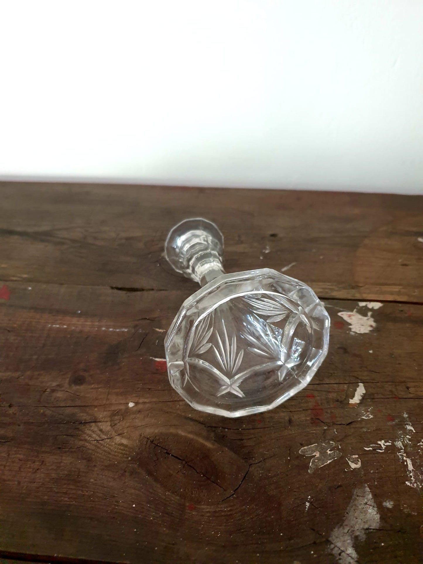 Clear Glass Engraved Candlestick