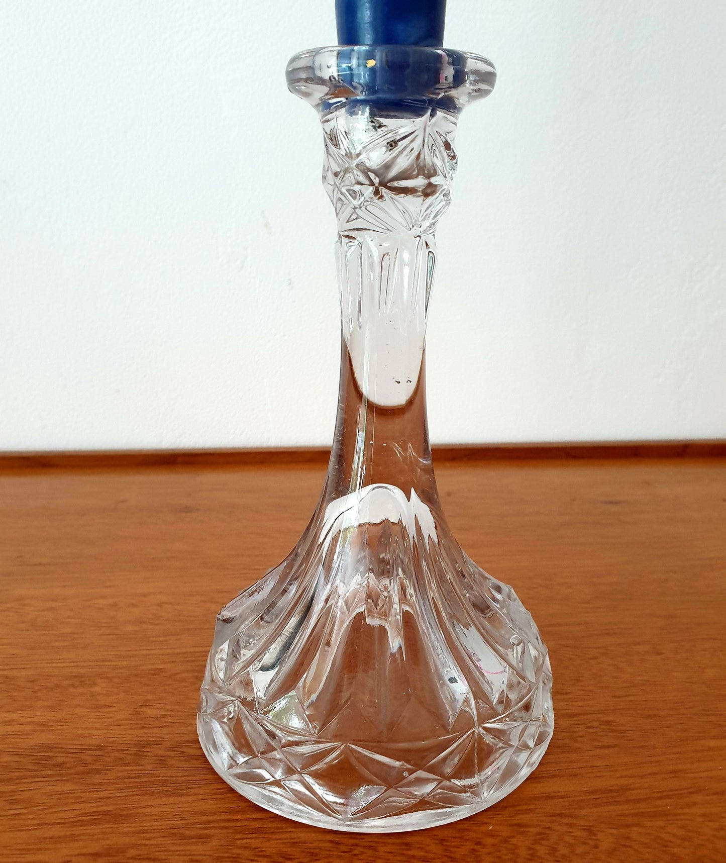 Clear Glass Column Candlestick with Candle for Elegant Decor