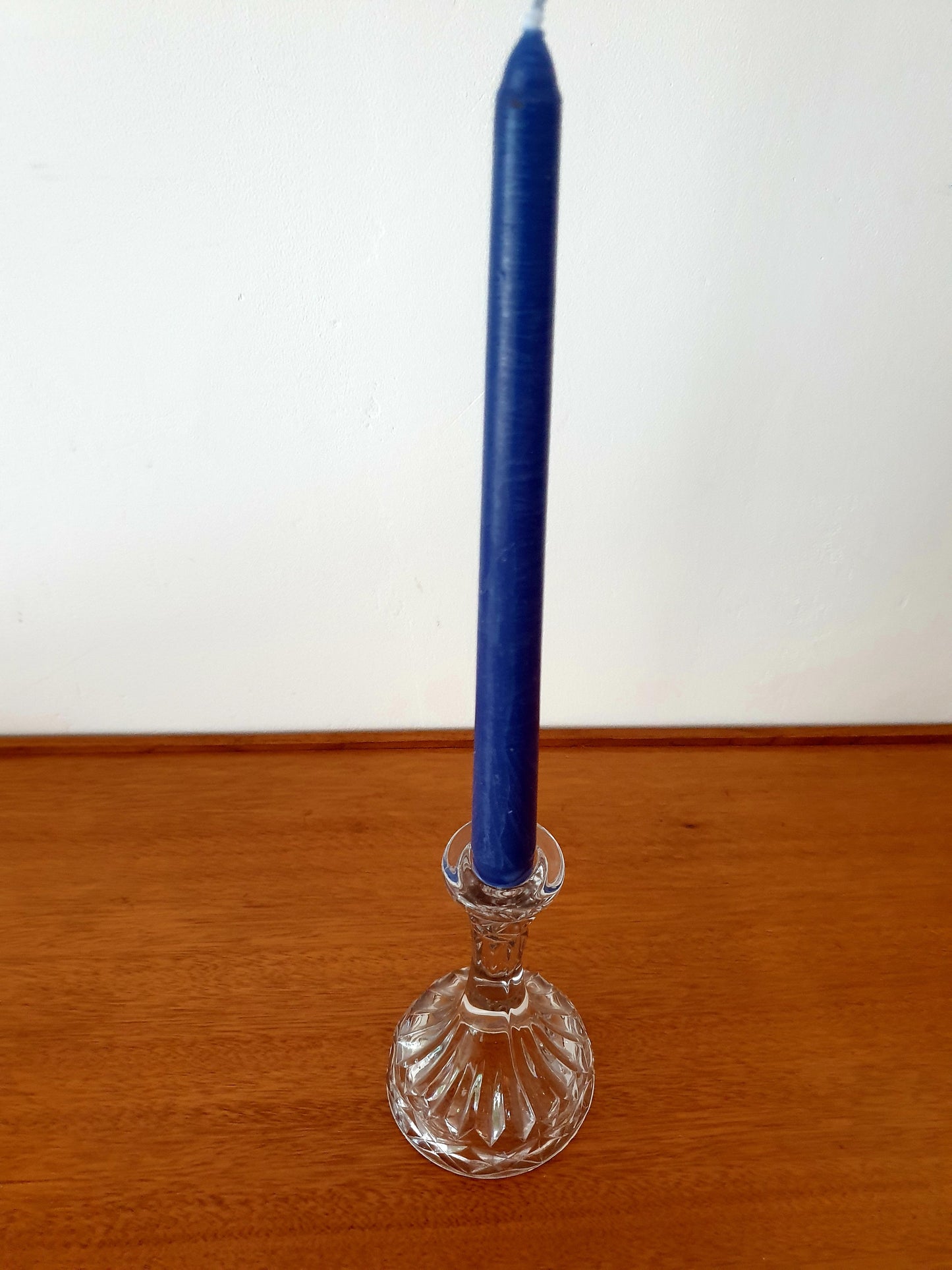 Clear Glass Column Candlestick with Candle for Elegant Decor