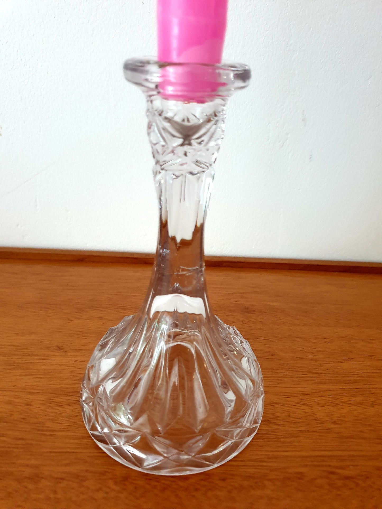 Candle Holders Glass Pair of Elegant Column Candlesticks