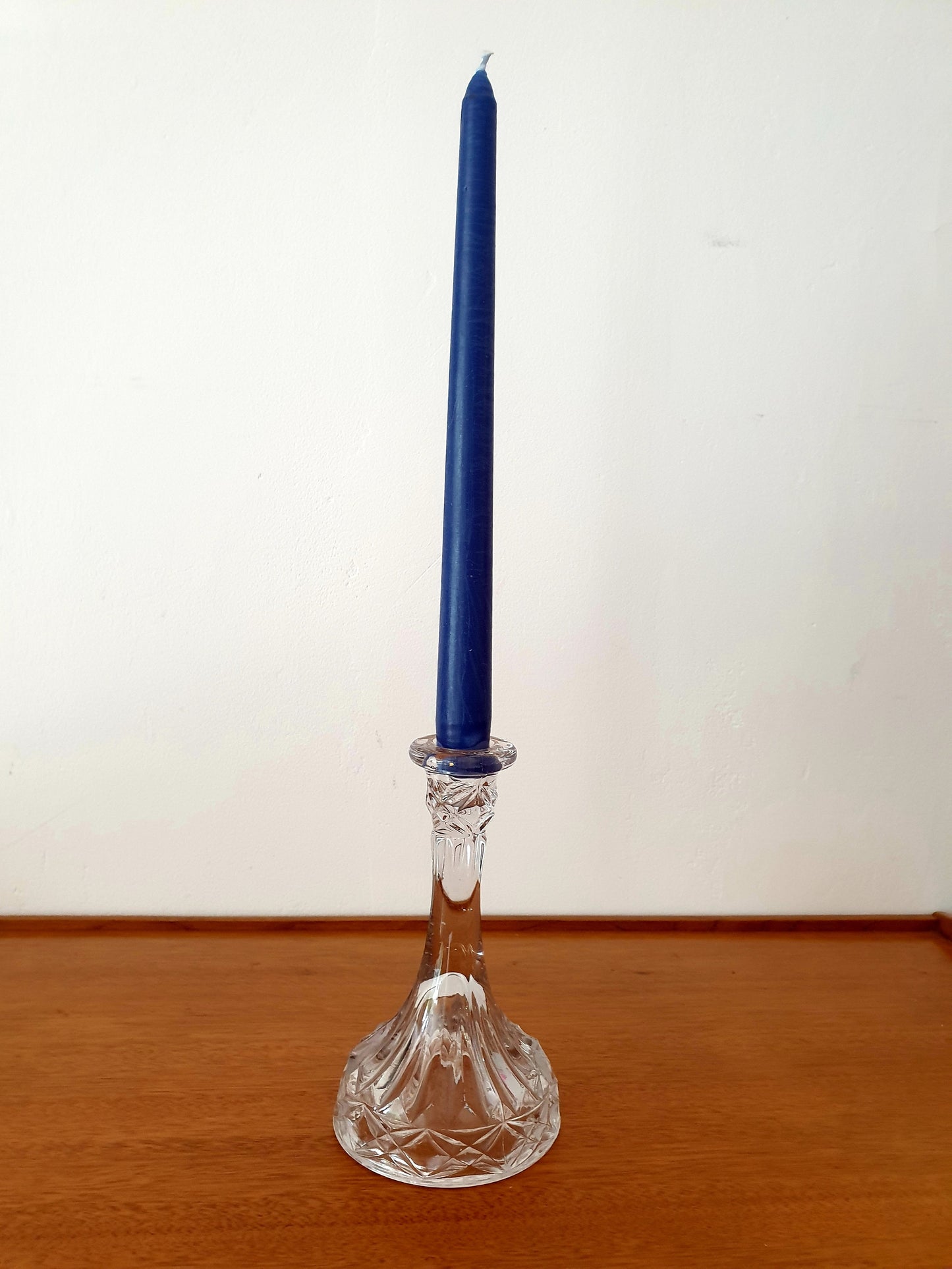 Clear Glass Column Candlestick with Candle for Elegant Decor