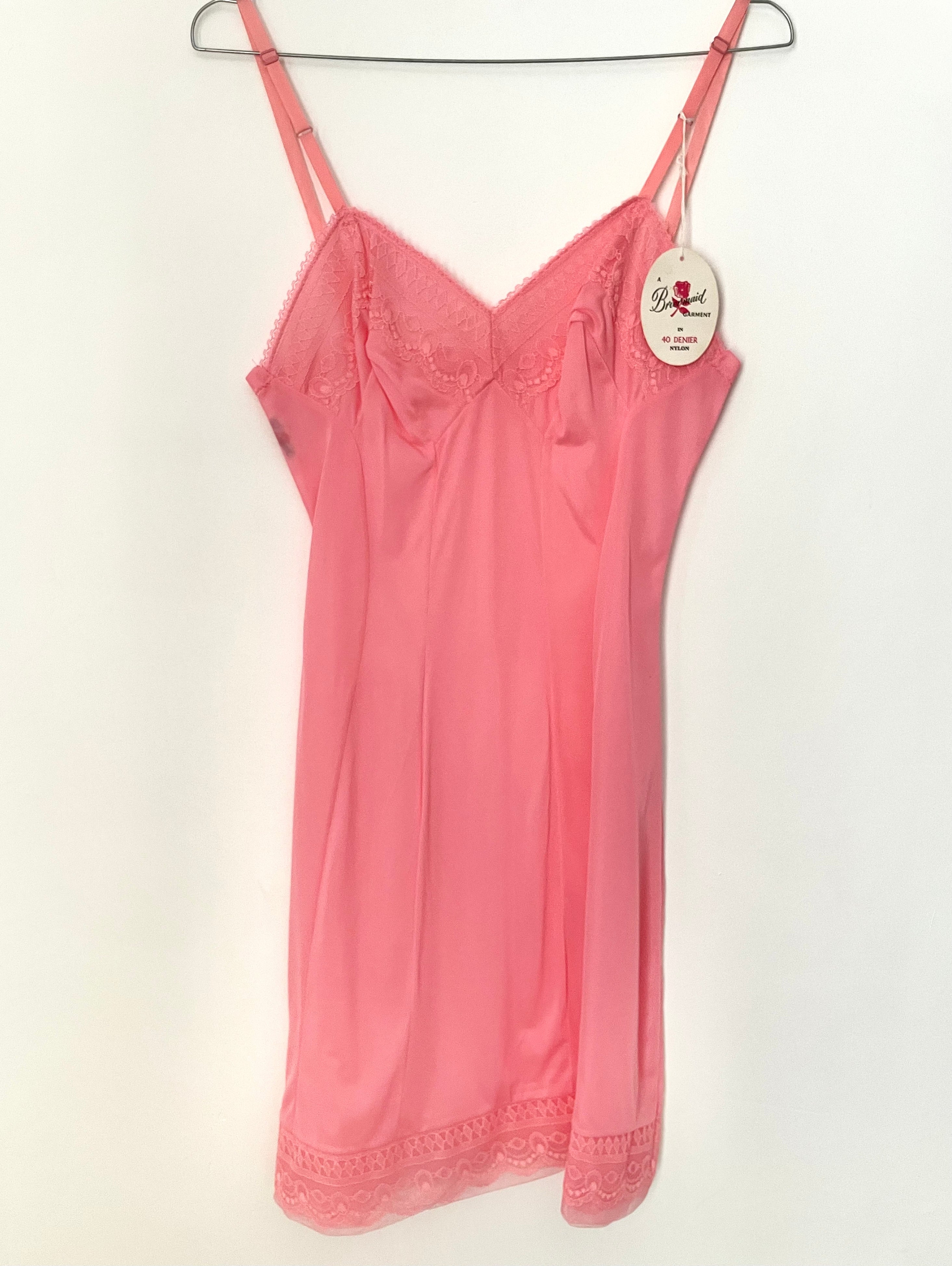 Vintage Briermaid Garment Pink Short Nylon Deadstock Slip Dress – Vintage  Appreciation Society