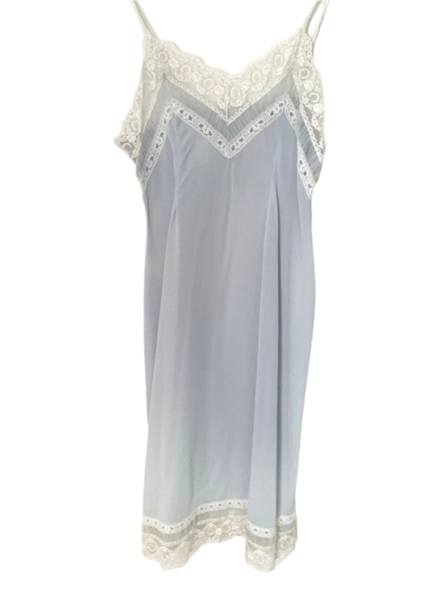 Vintage Perlon Light Blue Lace Slip Dress for Elegant Occasions