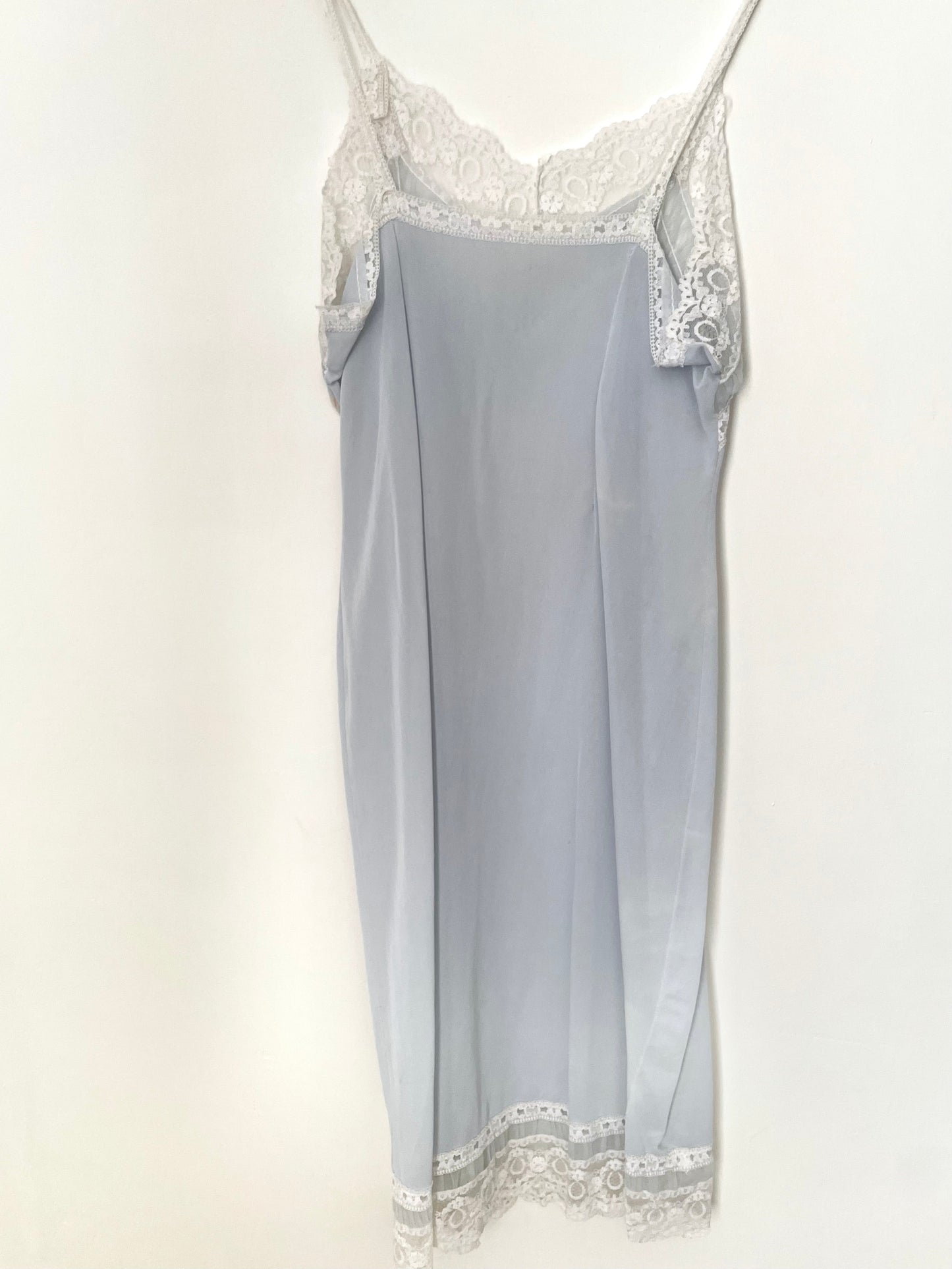 Vintage Perlon Light Blue Lace Slip Dress for Elegant Occasions