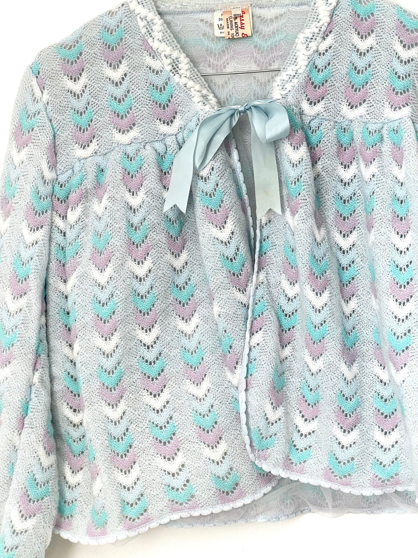 Vintage Cassy E Hunter Blue and Purple Knitted Bed Jacket