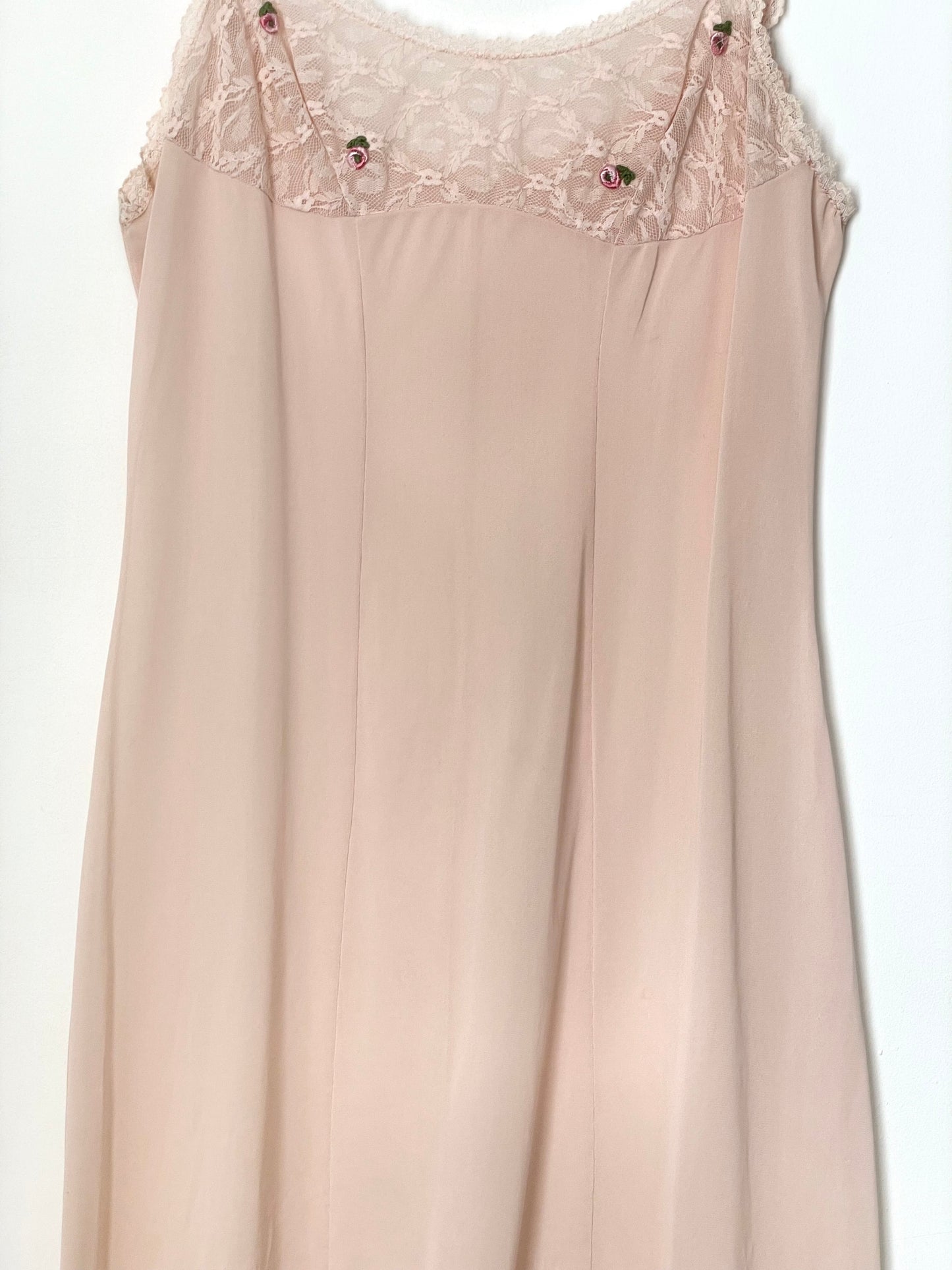 Vintage Rosch Bri Light Pink Lace Rose Slip Dress