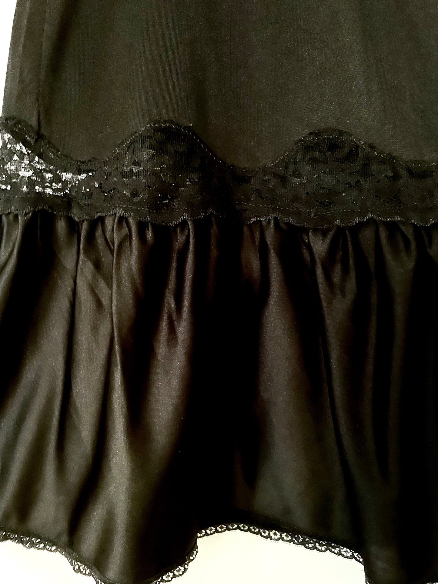 Vintage Mackays Nylon Black Fit and Flare Slip Skirt Made in Zimbabwe