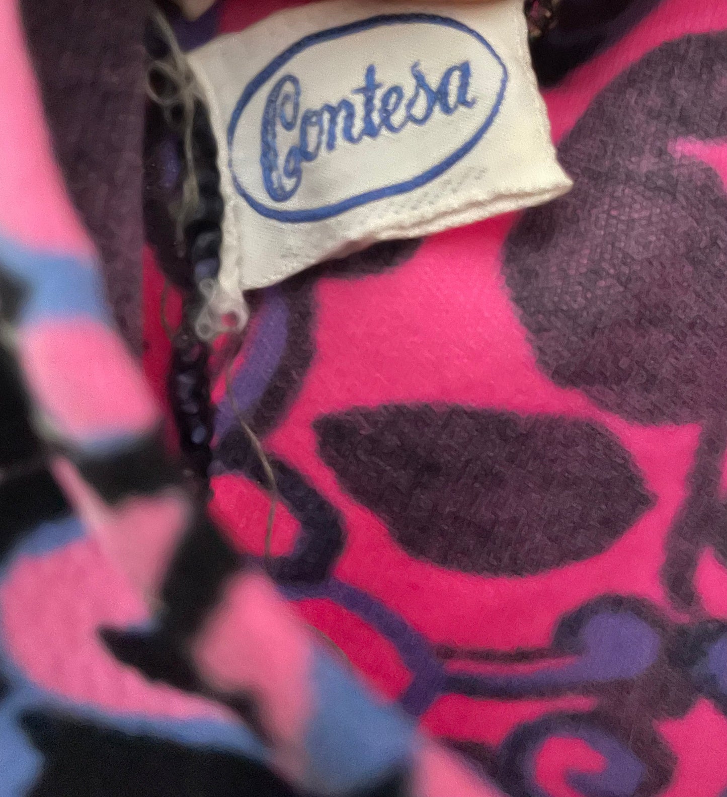 Vintage Pink Black and Blue Contesa Rose Swimwear Costume