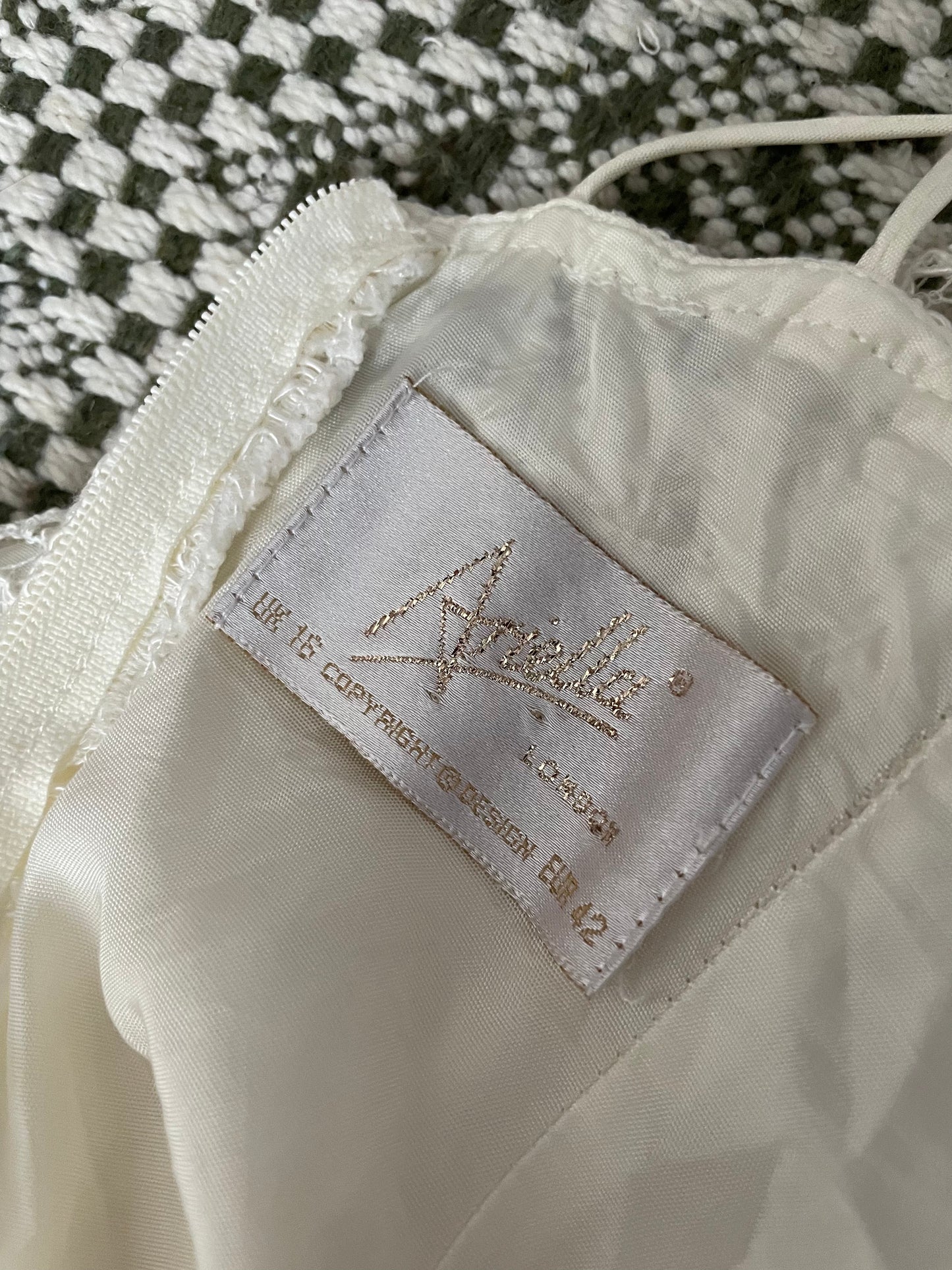 The Ashley Wedding Dress. Vintage Ariella London Lace Overlay, Cross Over Strap White Bridal Dress