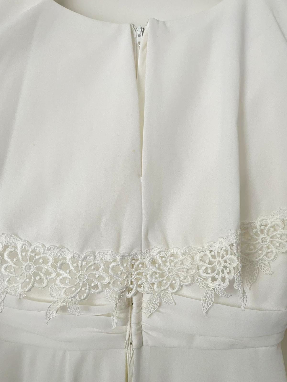 Vintage Wedding Dress UK8 White Long Sleeve Gown with Cape Details