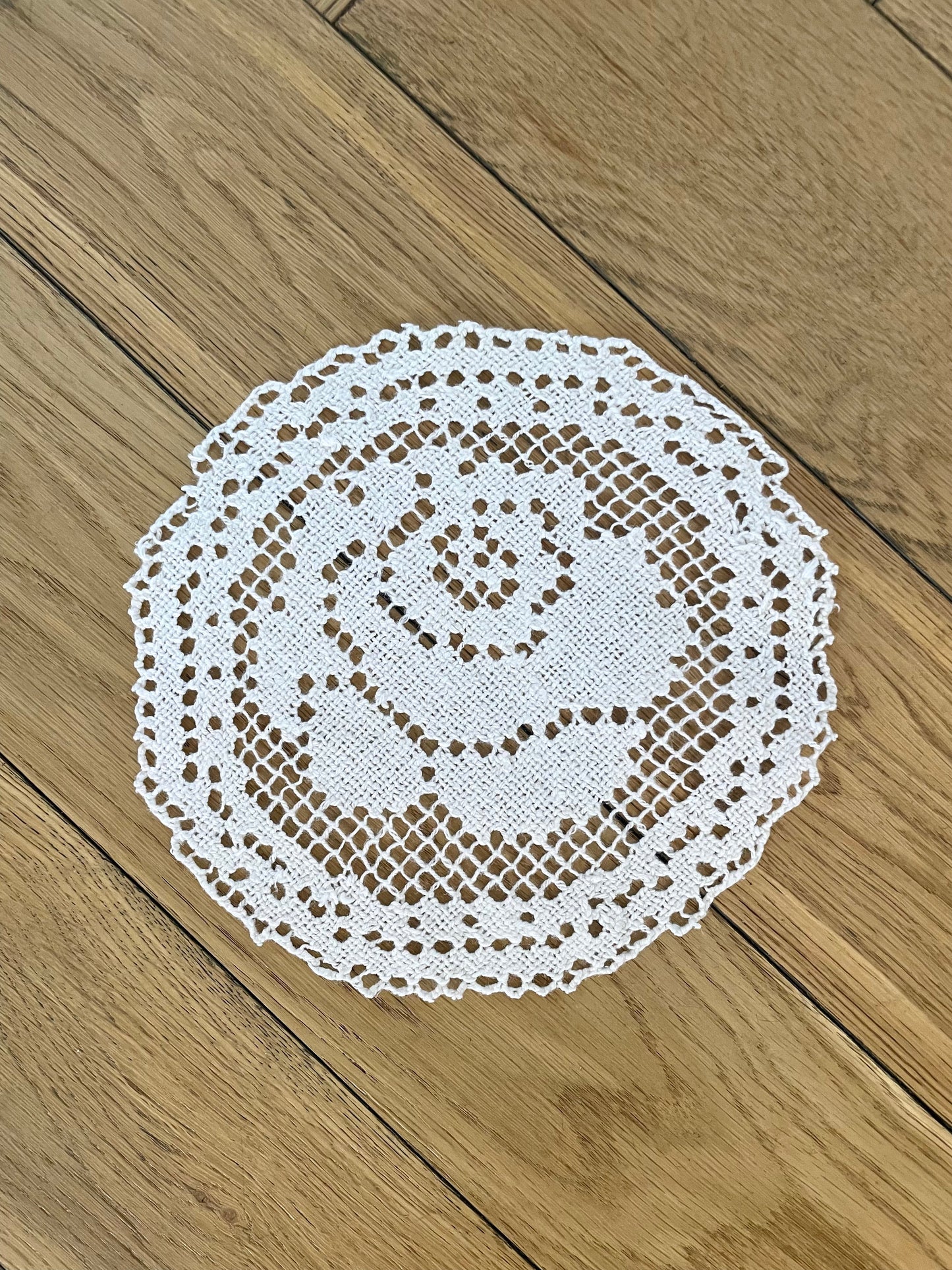 Vintage White Handmade Rose Doily for Home Decor and Table