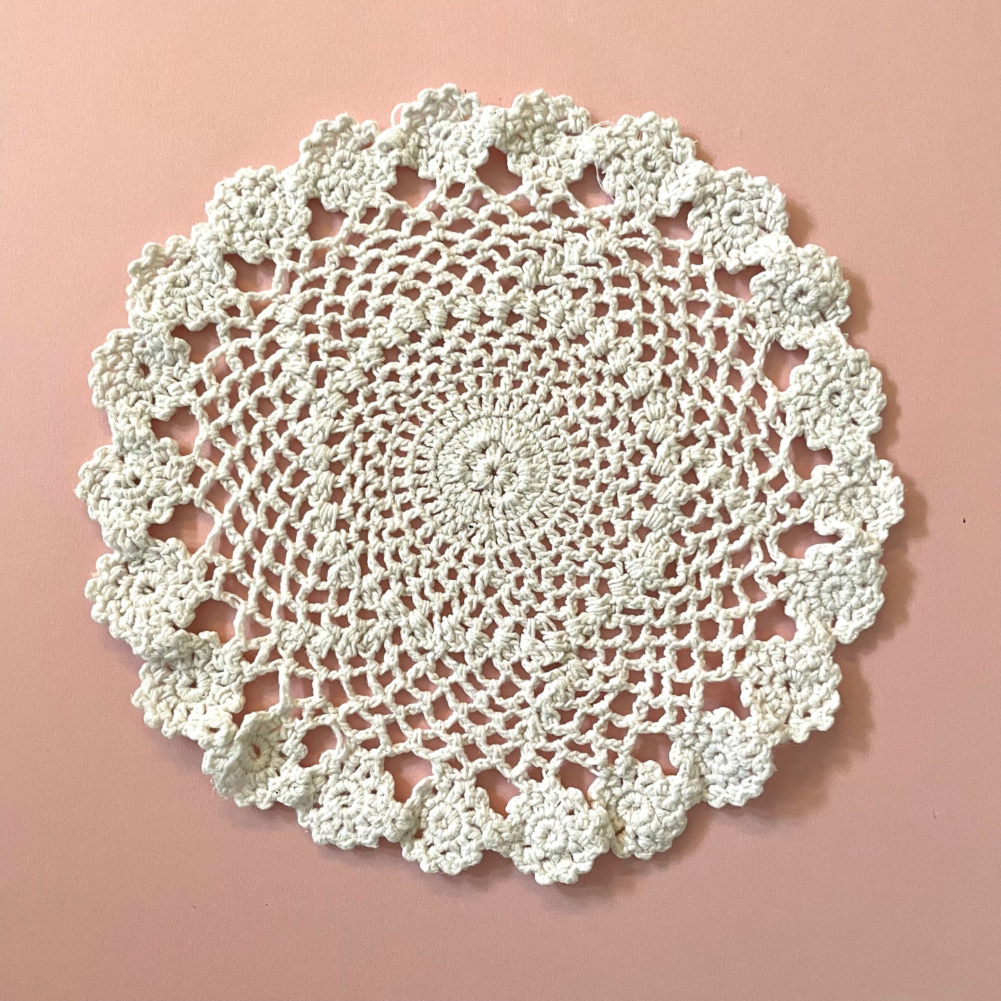 Vintage White Round Intricate Hand Crocheted Doily for Home Decor