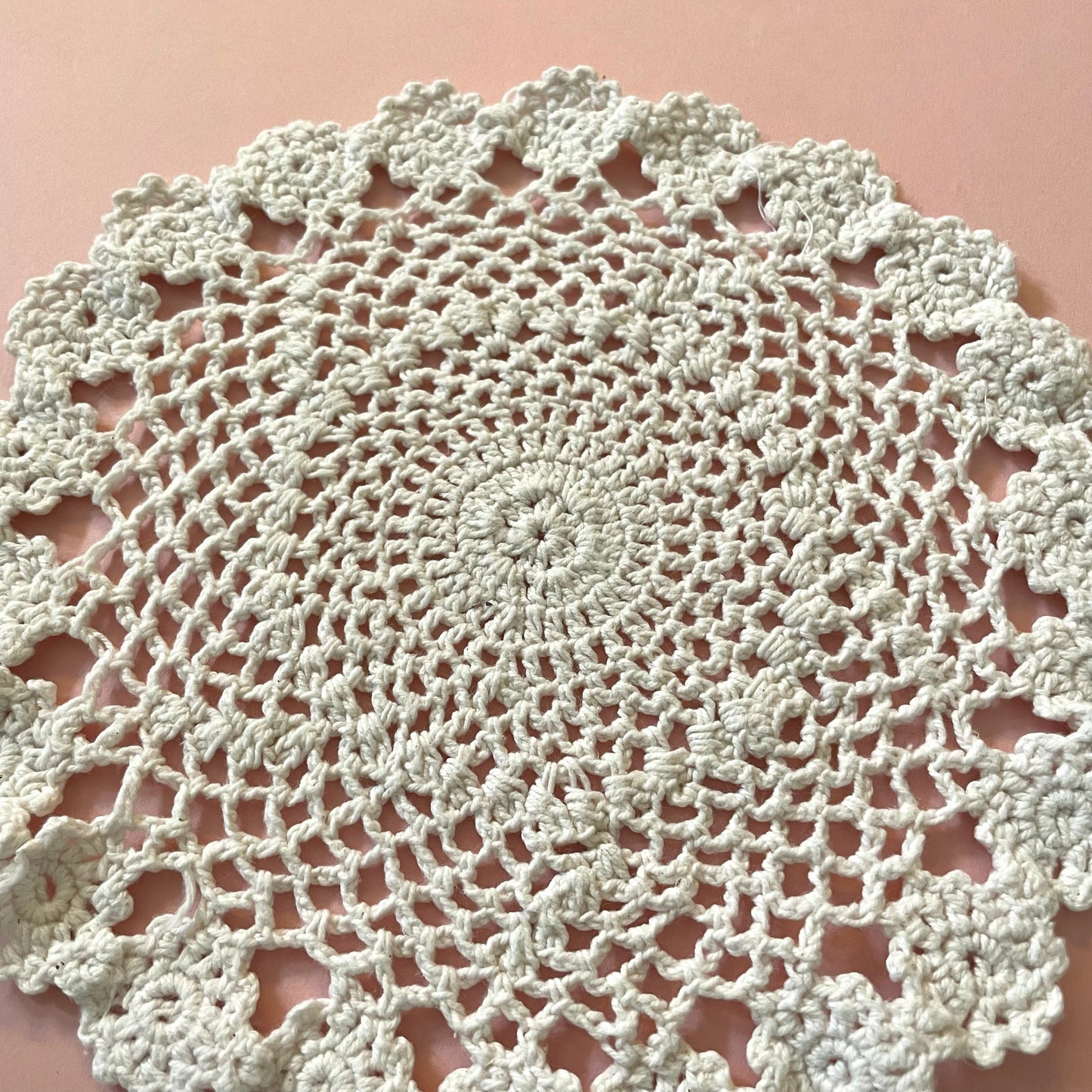 Vintage White Round Intricate Hand Crocheted Doily for Home Decor
