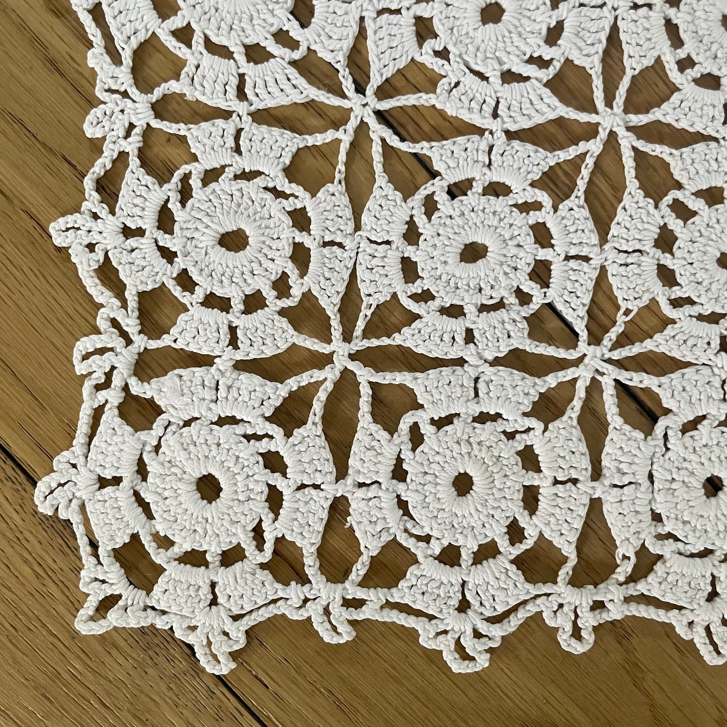 Vintage Antique White Hand Crocheted Square Doily Antique, Home Decor, Table, Lace, Crochet