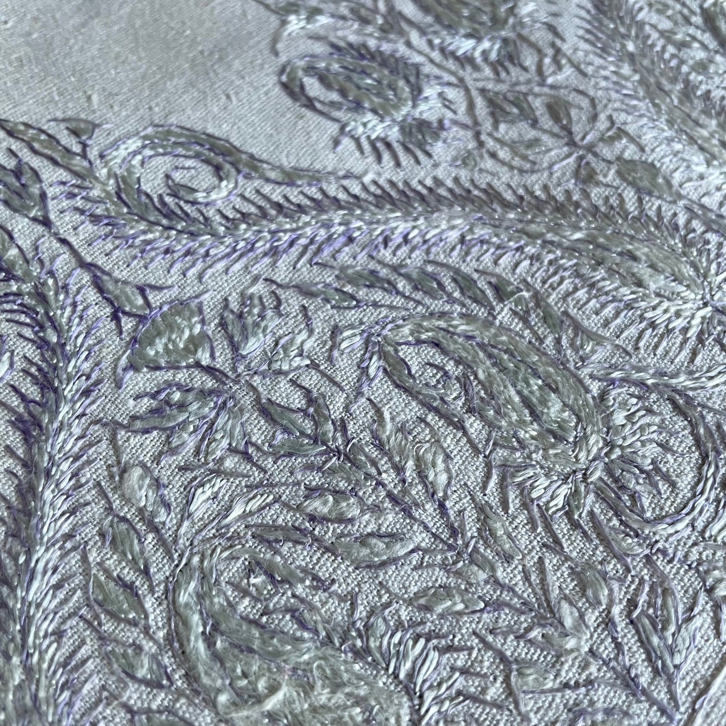 Vintage Antique Linen Hand Embroidered Paisley Table Runner Linen, Haberdashery, Craft