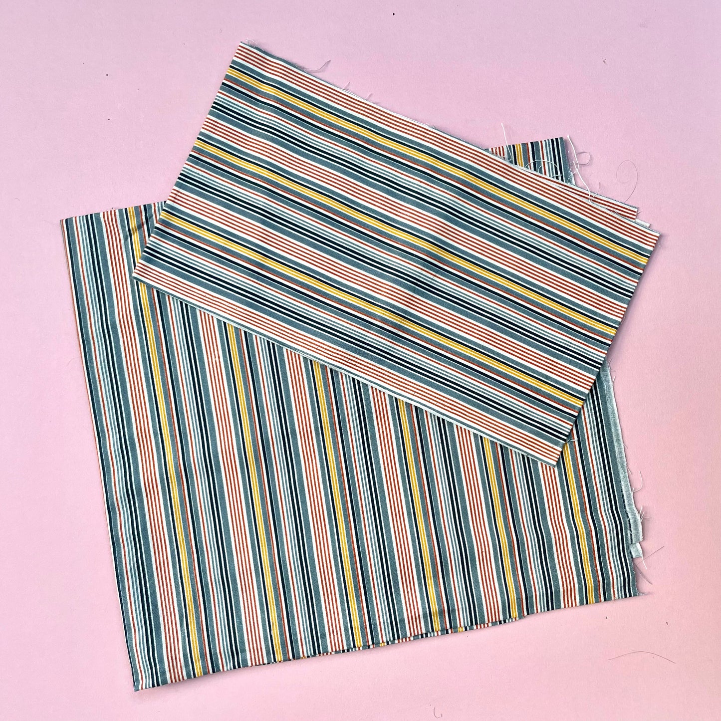 Vintage Nautical Stripe Fabric Remnants in Red, Blue, White and Yellow