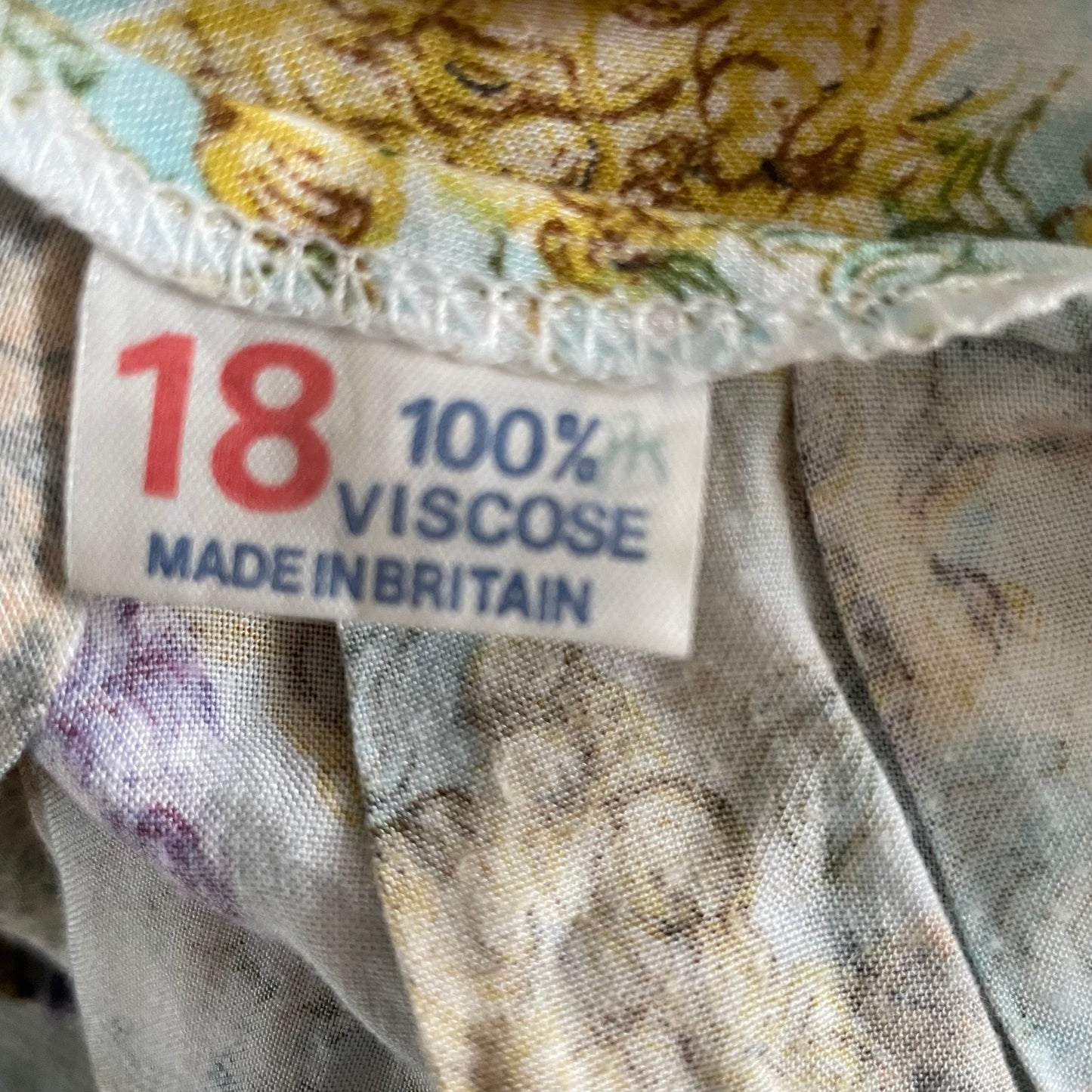 Vintage White, Yellow and Purple Floral Midi Skirt Made in Britain