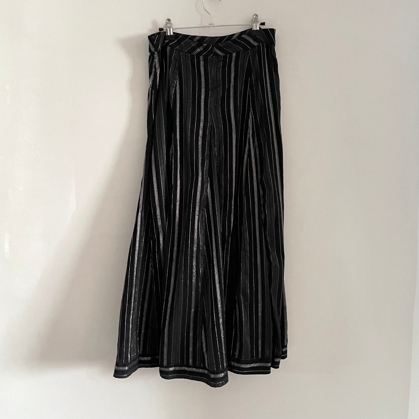 Vintage Per Una Black and Silver Striped Maxi Skirt Elegance