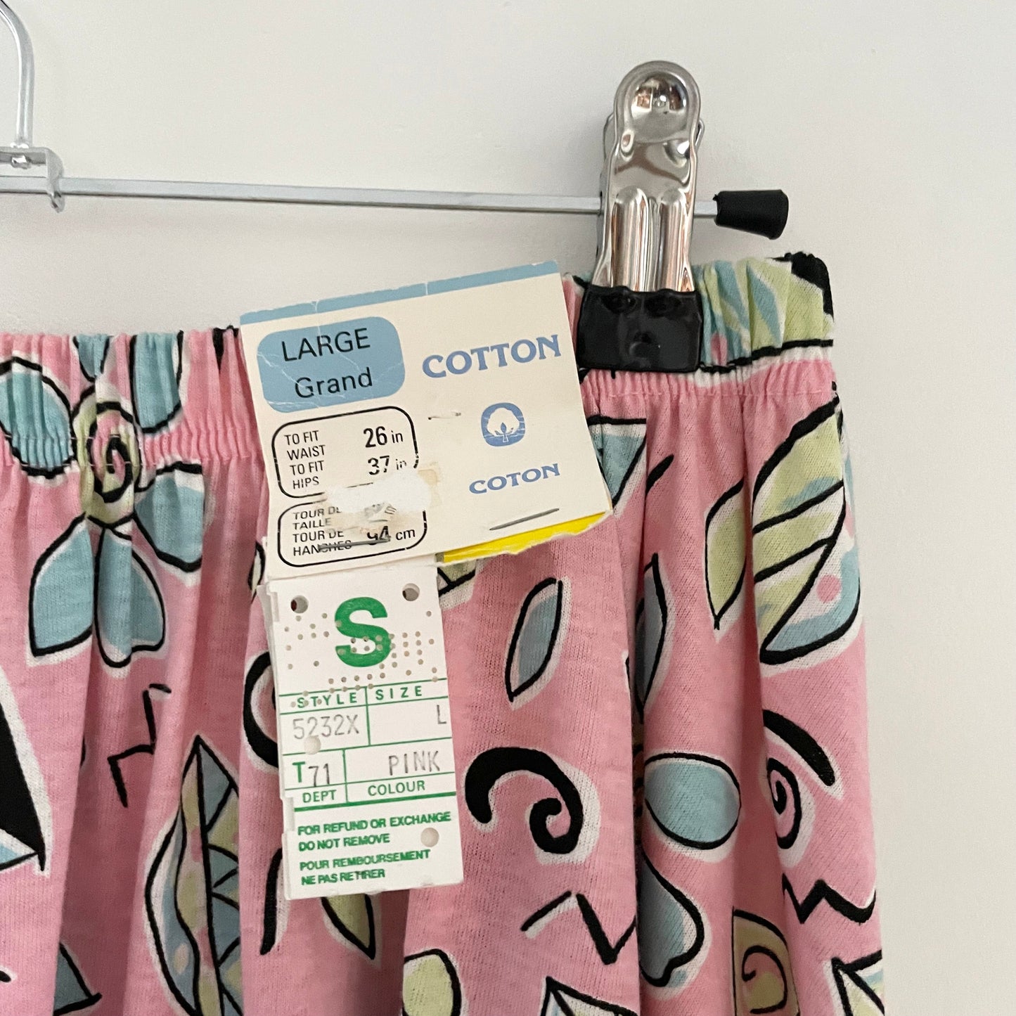 Vintage 80s Cotton St Michael Pink Floral Print Skirt