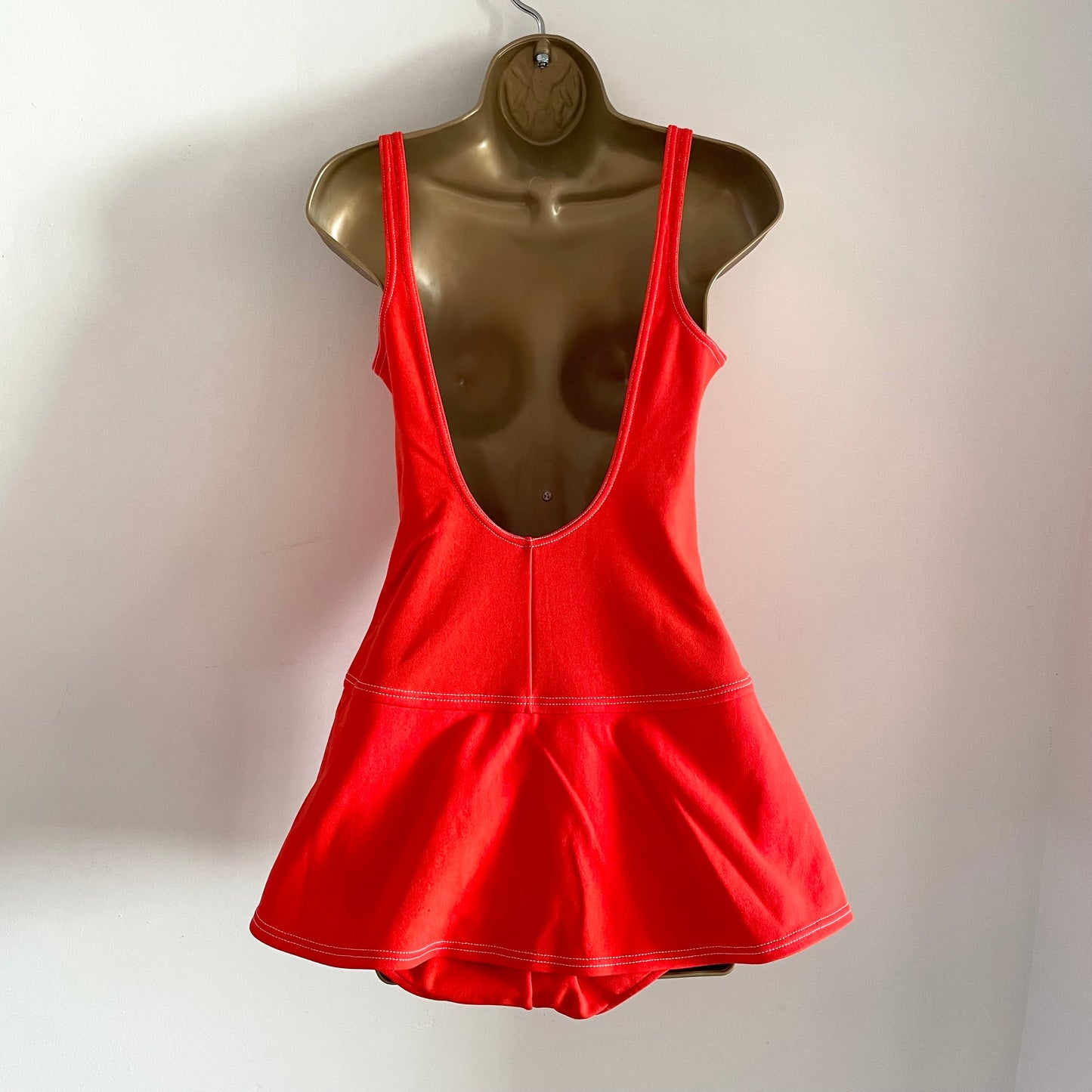 Vintage Slix Red One Piece Swimming Costume with Skirt