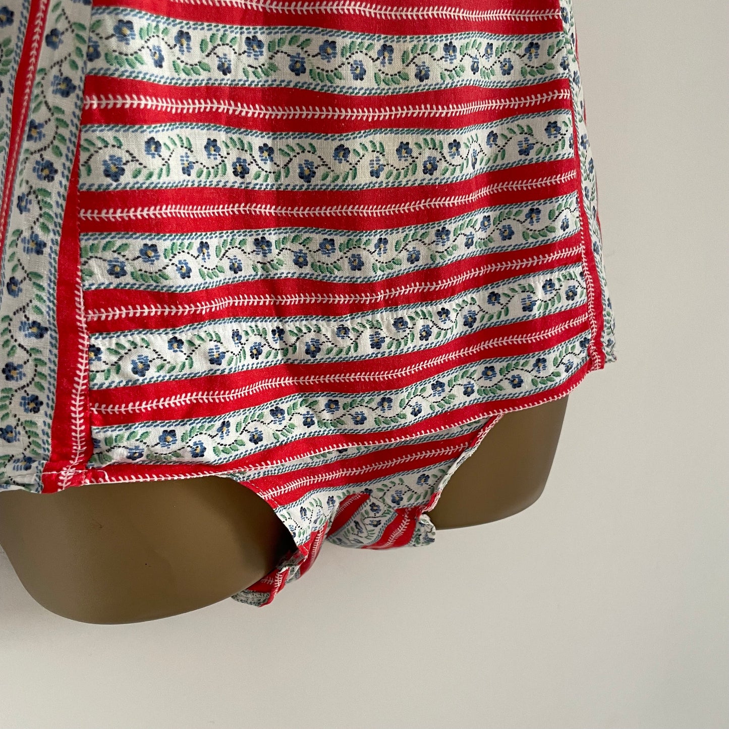 Vintage Red and White Halterneck Floral Stripe Swimming Costume