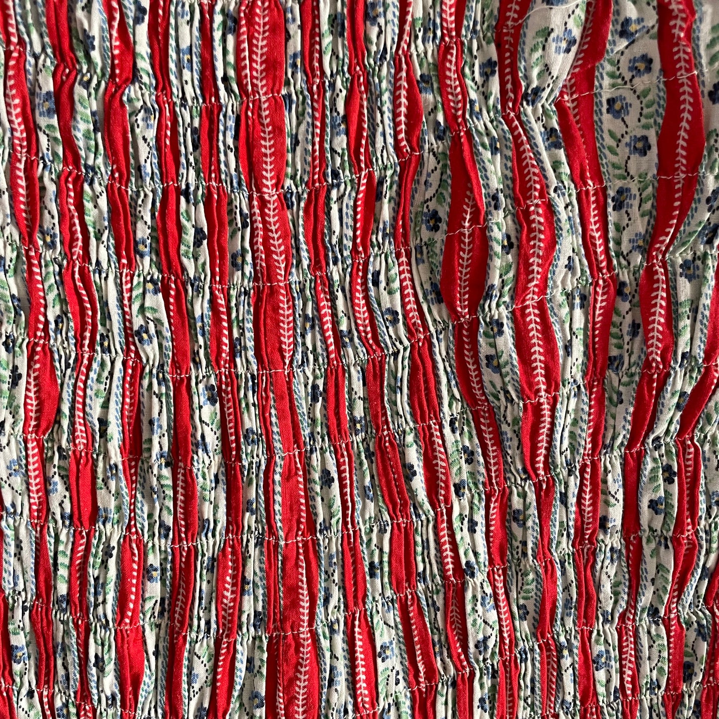 Vintage Red and White Halterneck Floral Stripe Swimming Costume