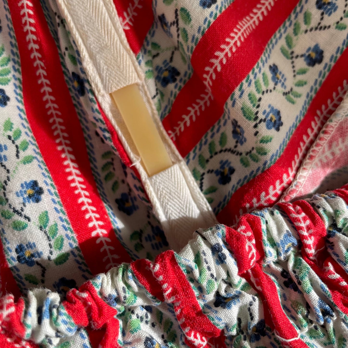 Vintage Red and White Halterneck Floral Stripe Swimming Costume