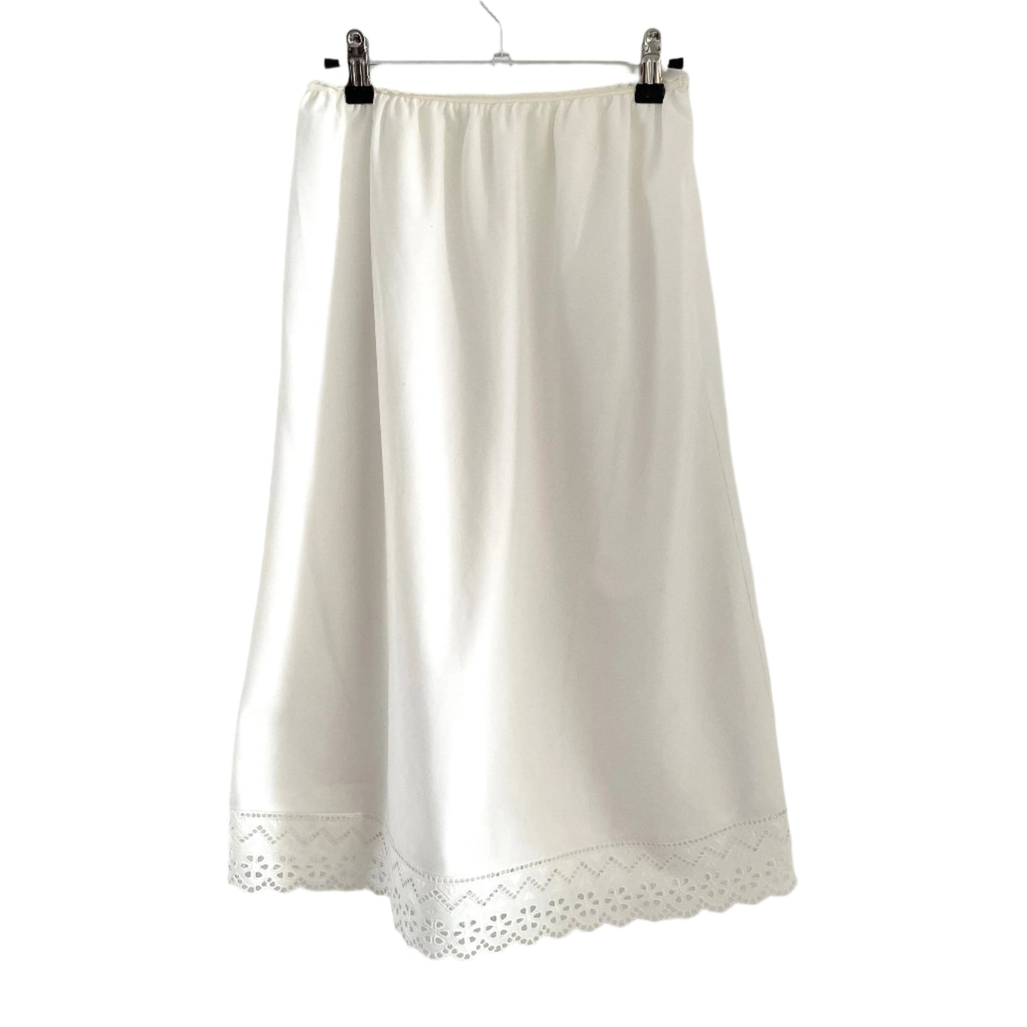 Vintage Broderie Anglaise Half Slip Skirt White with Elastic Waist