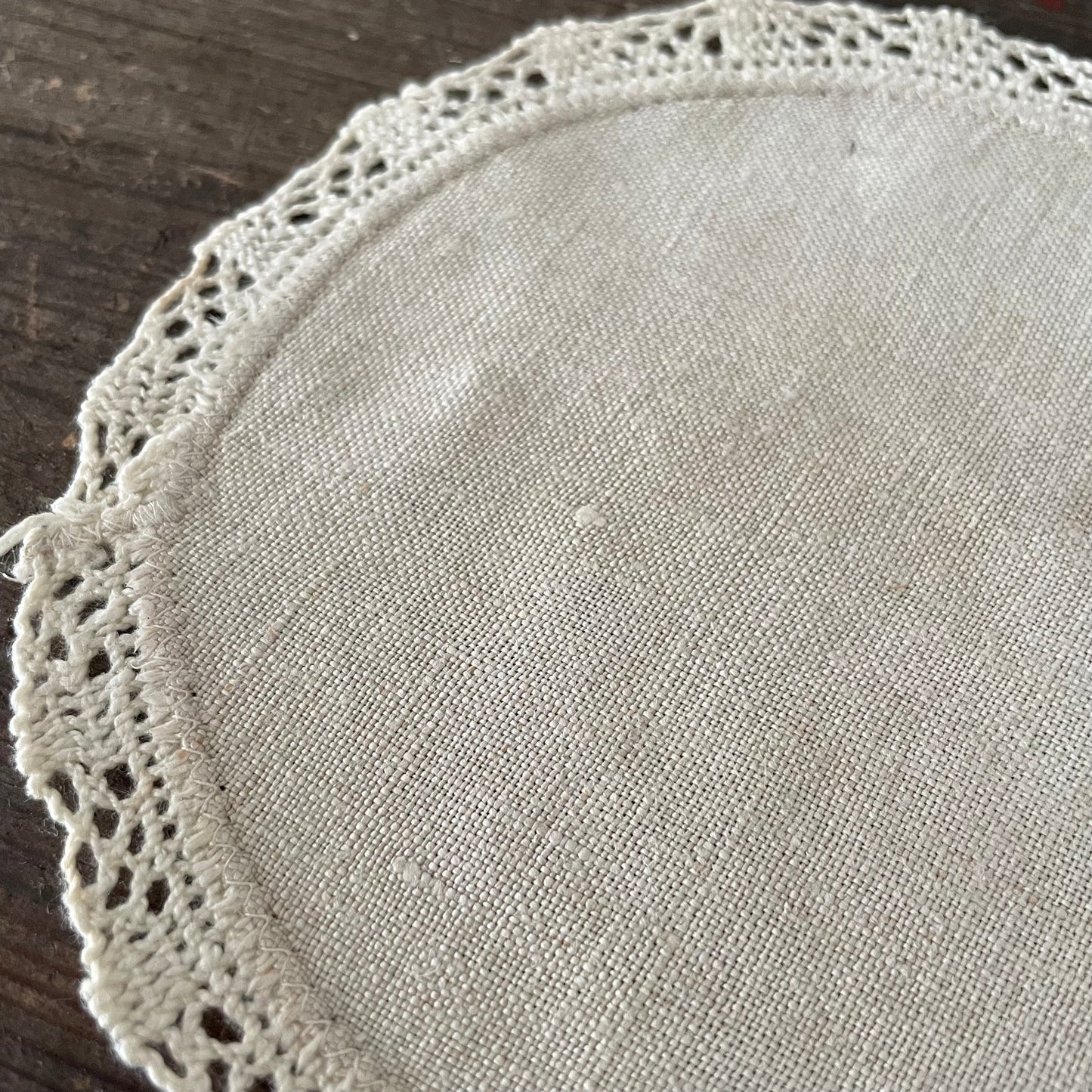 Vintage Cream Round Doily with Lace Edge for Crafting