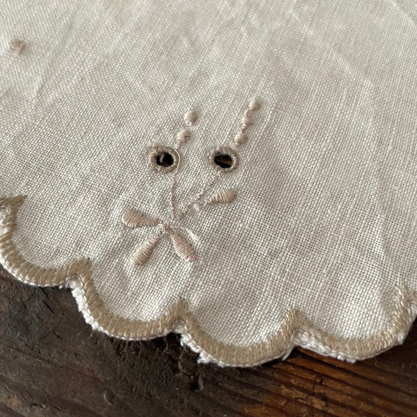 Vintage Brown and White Scalloped Doily Job Lot of Six