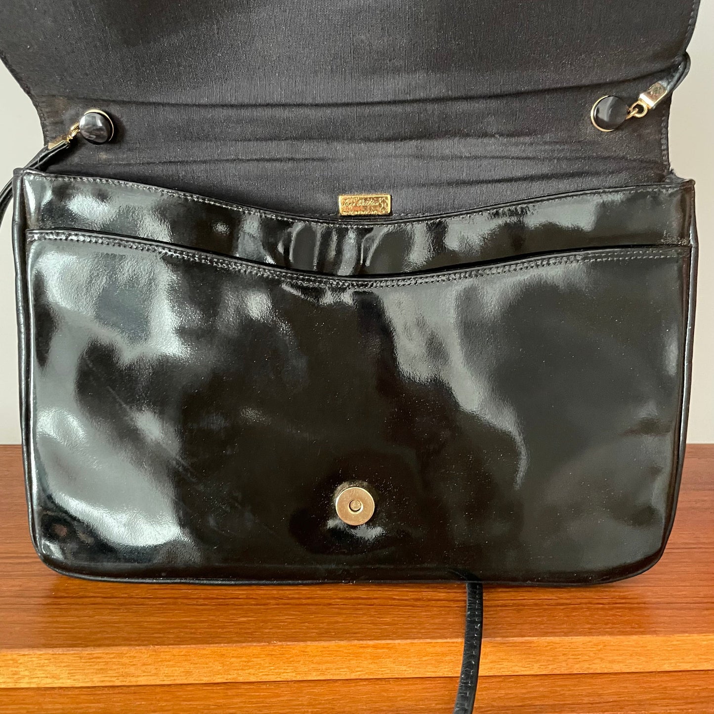 Jane Shilton Black Leather Suede 80s Shoulder Handbag Vintage