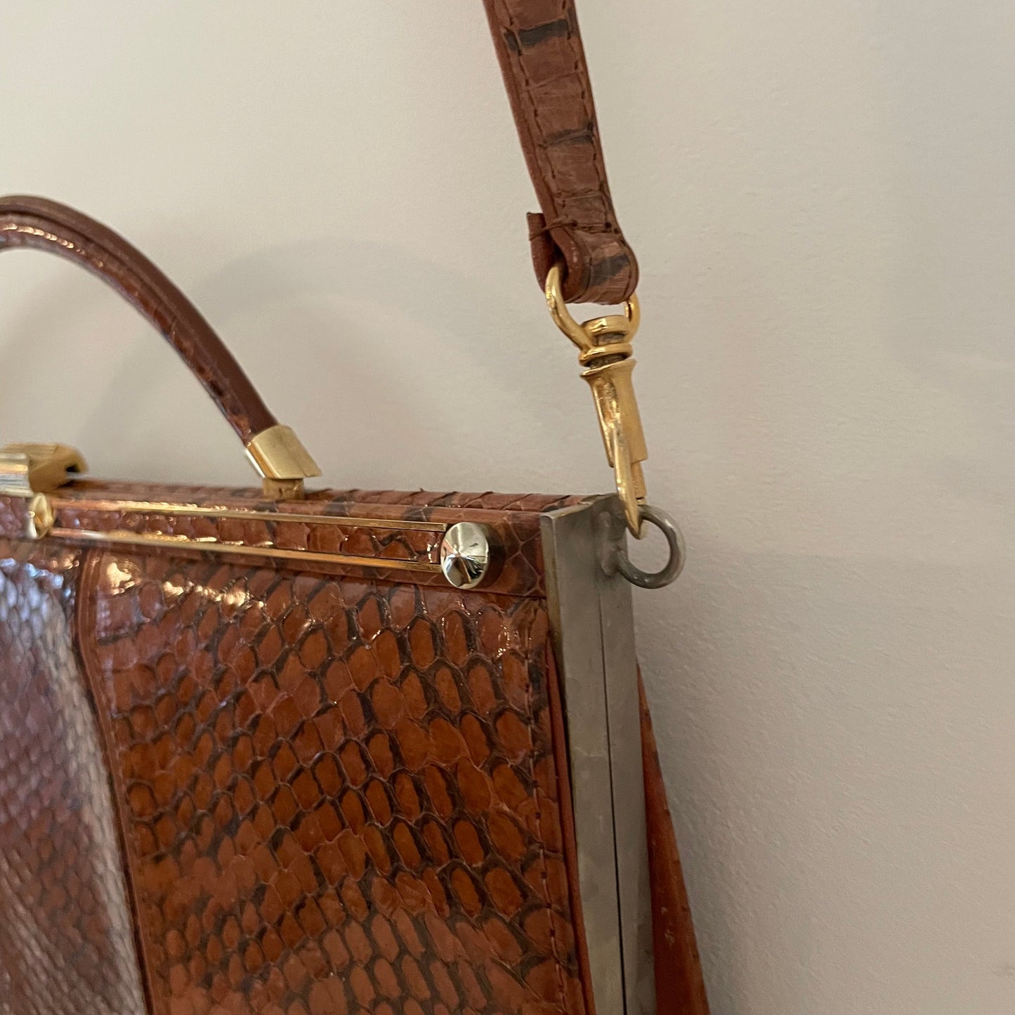 Pelletterie Crocodile Leather Brown Shoulder Handbag Vintage