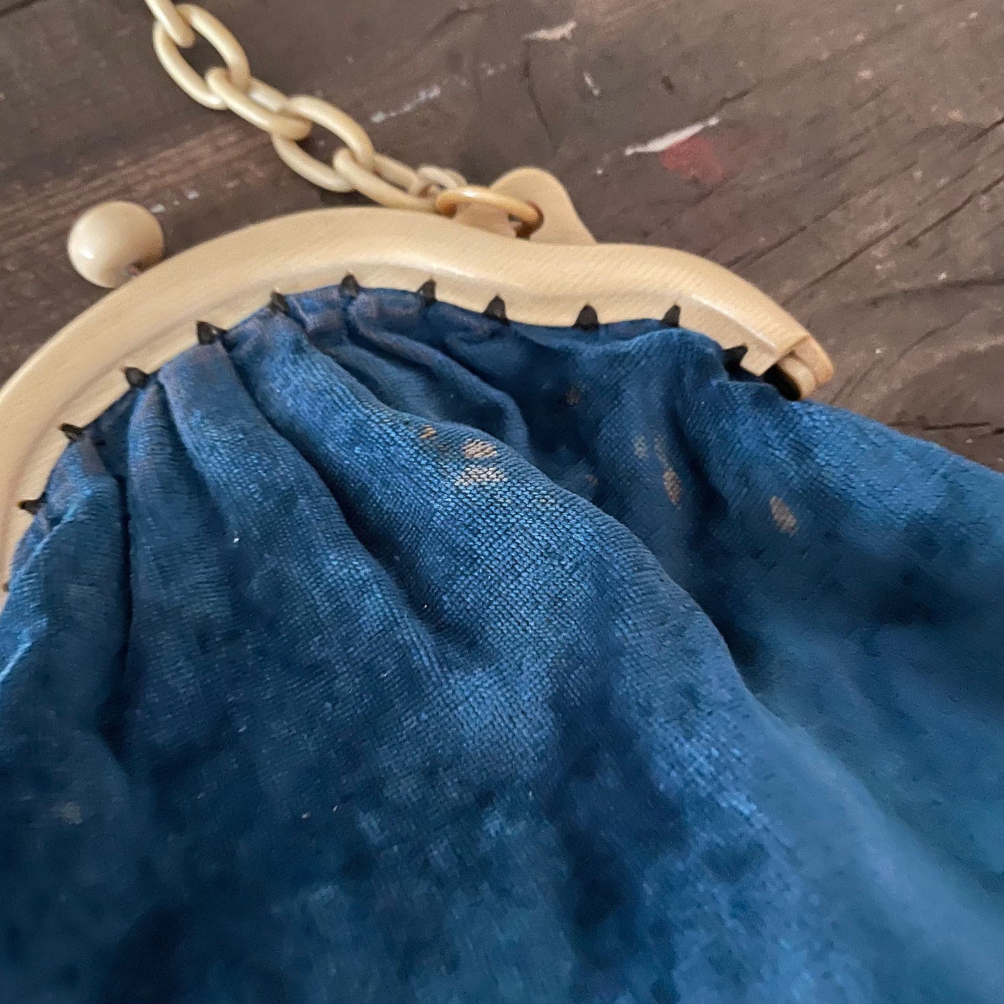 Blue Antique Collectors 1940s Velvet Evening Handbag Set