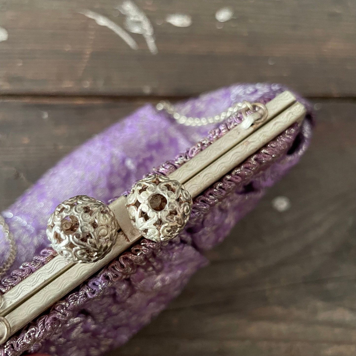 Purple and Silver Fabric Evening Handbag Vintage Charm