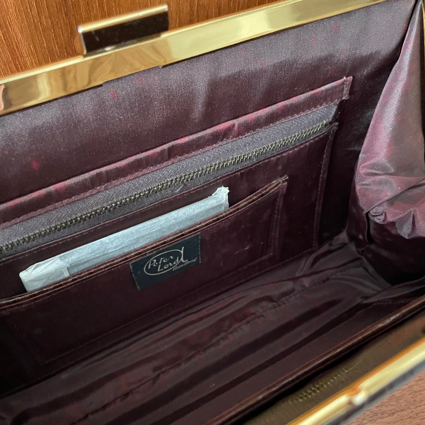 Peter Lord Brown Croc Penny Top Handle Handbag Vintage