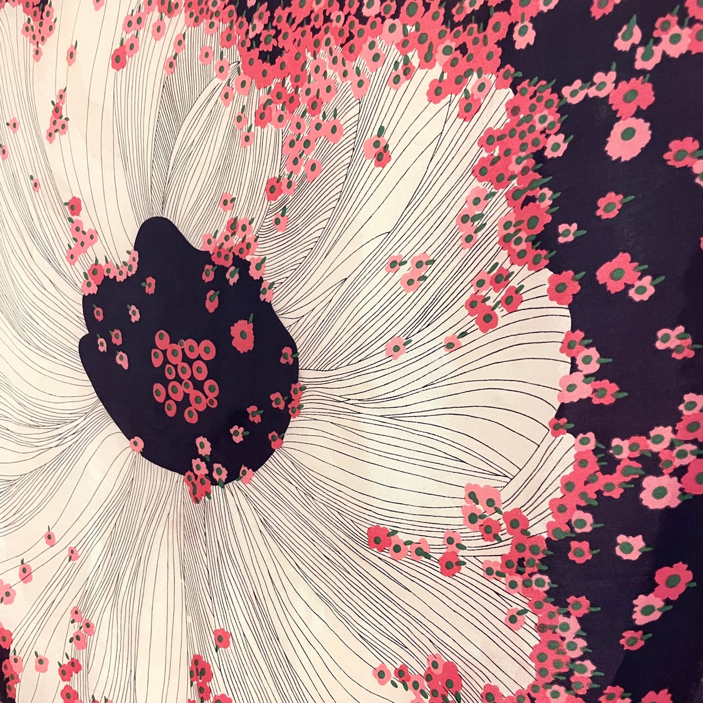 Vintage Floral Pattern Neck Scarf in Blue Pink and White Unique Design