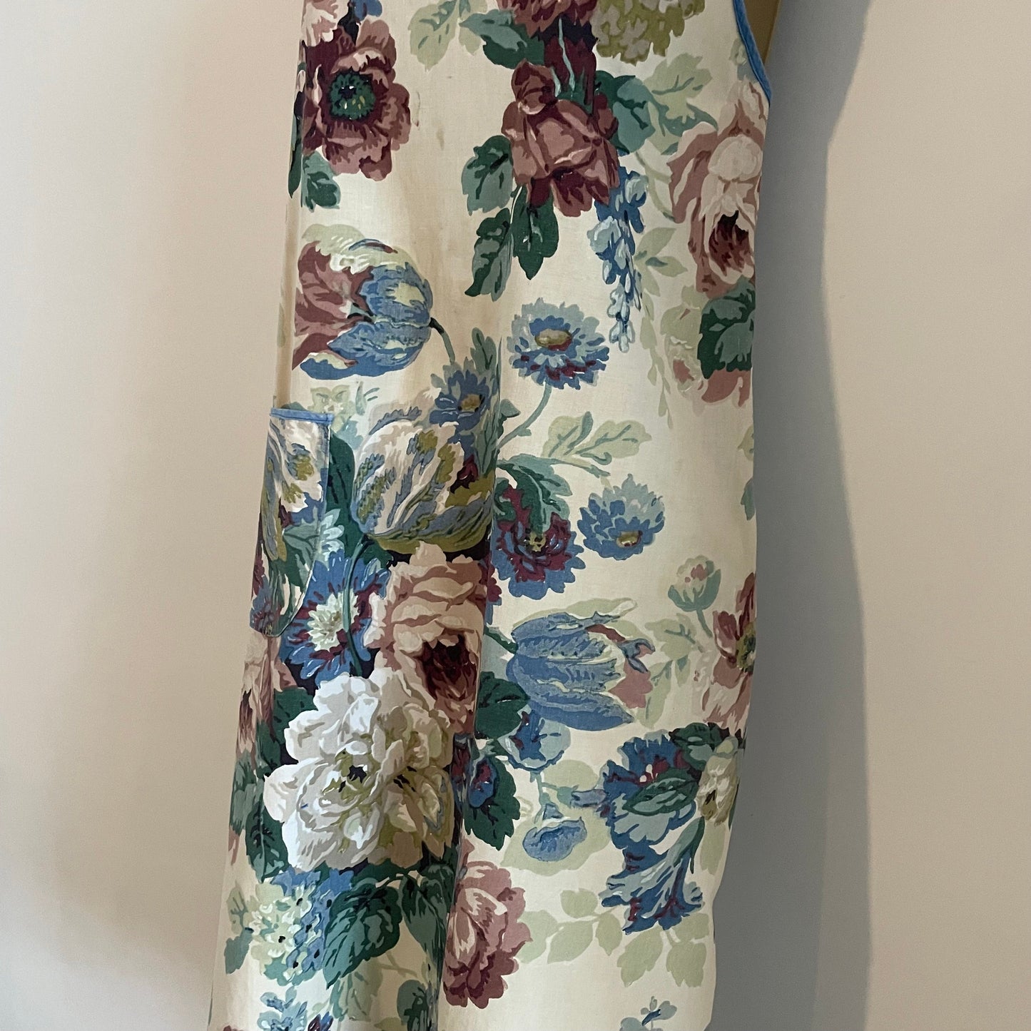Vintage Apron Handmade Cream, Blue and Purple Floral Kitchen