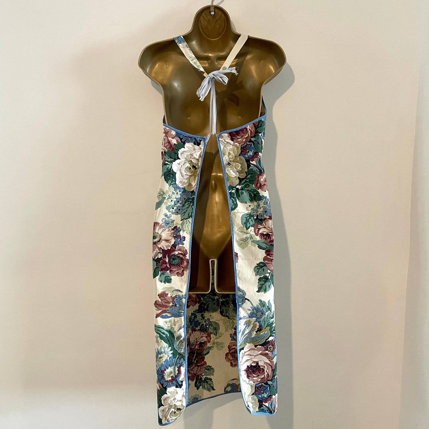 Vintage Apron Handmade Cream, Blue and Purple Floral Kitchen