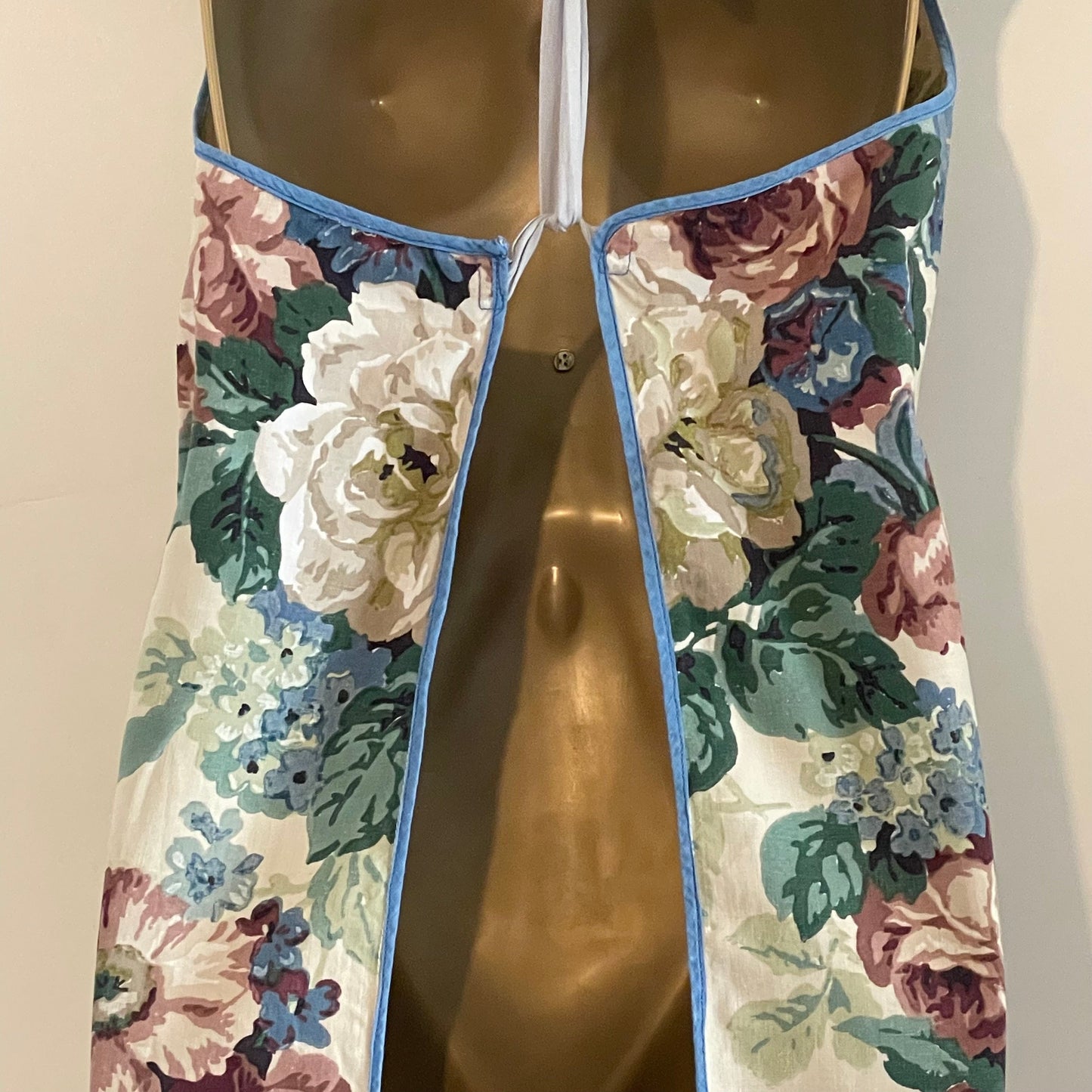 Vintage Apron Handmade Cream, Blue and Purple Floral Kitchen