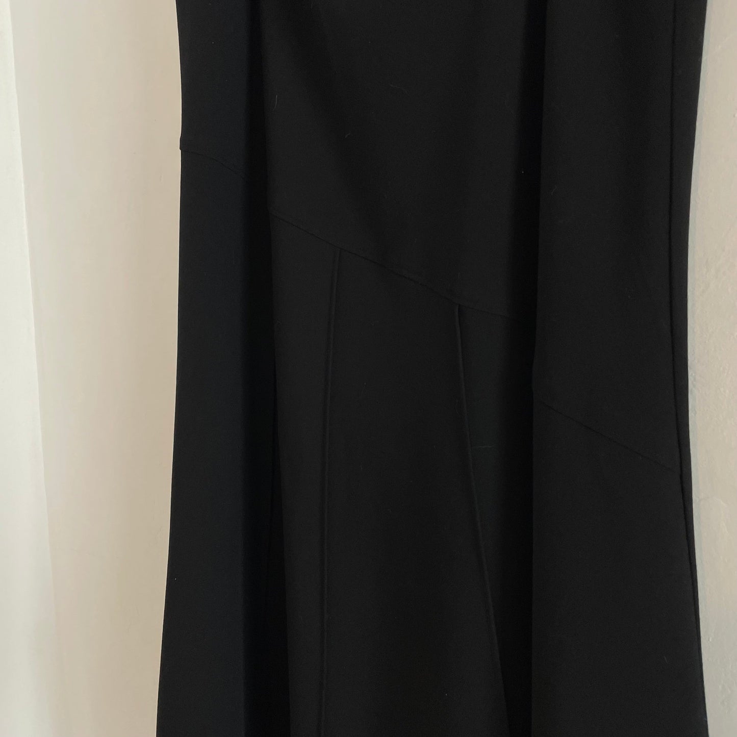 Vintage Megan James Black Asymmetric Pleat Midi Skirt