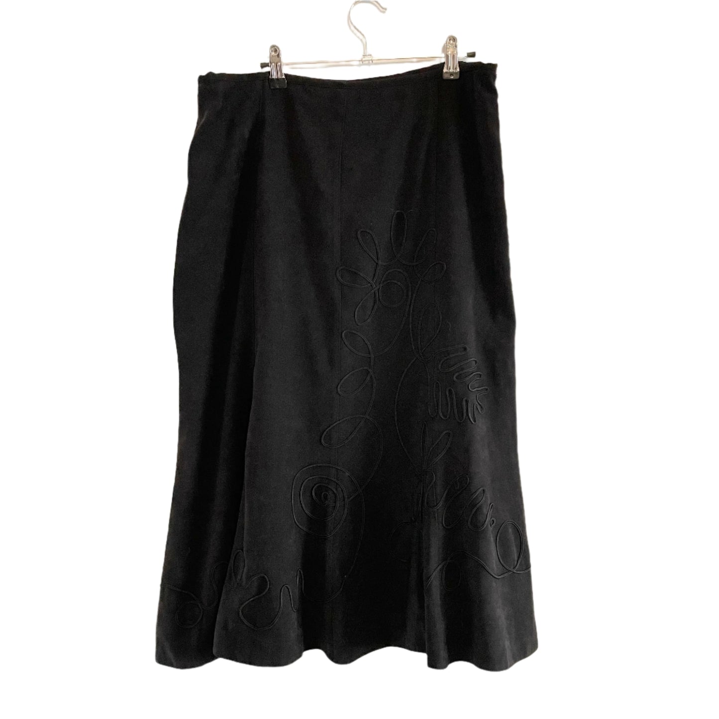 Vintage M&Co Cord Floral Pattern Black Skirt for Elegant Styling