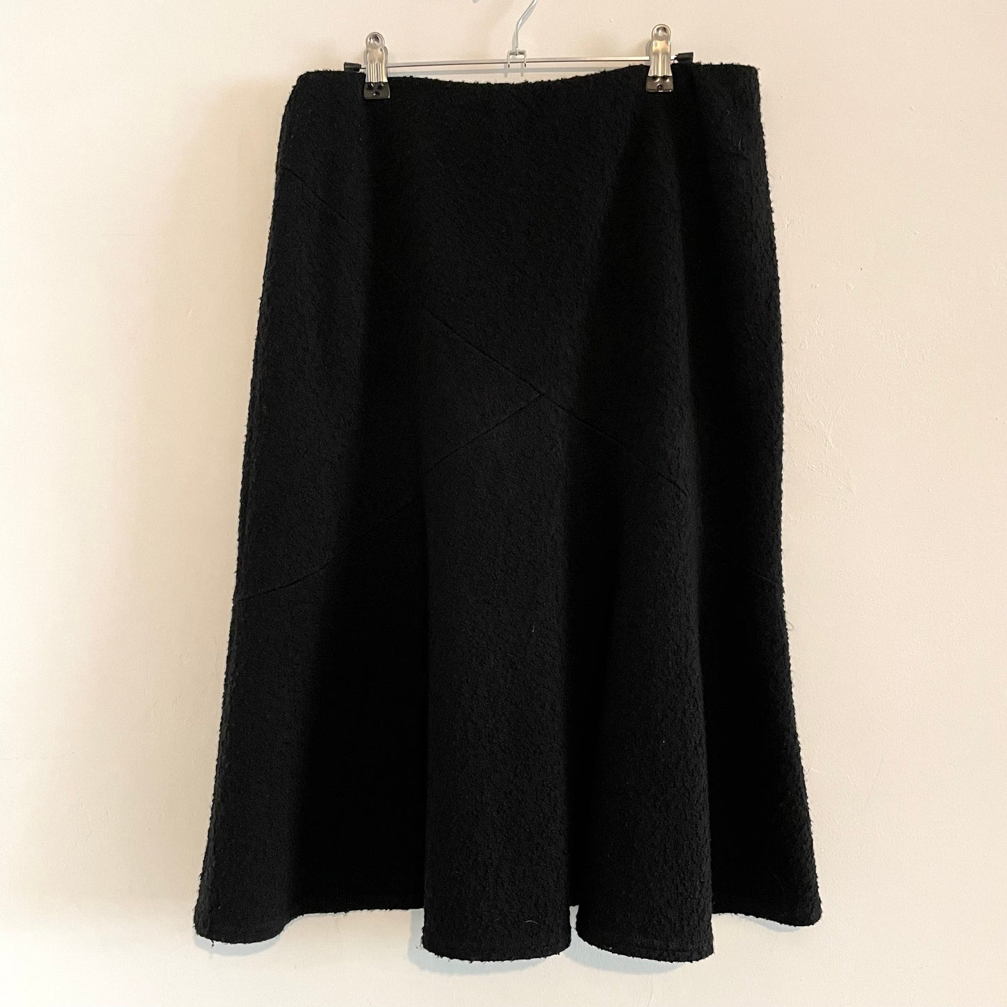 Vintage Black Textured Beaded Floral Stretch Skirt