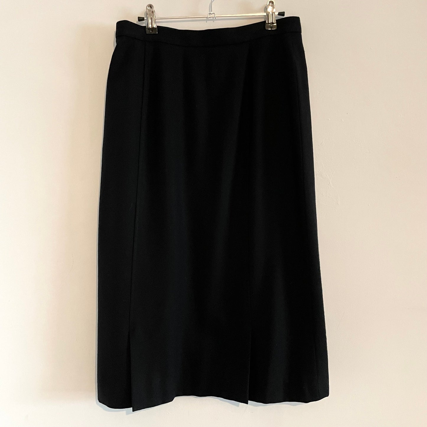 Vintage Jaeger London Black Wool Midi Pencil Skirt Made in Great Britain