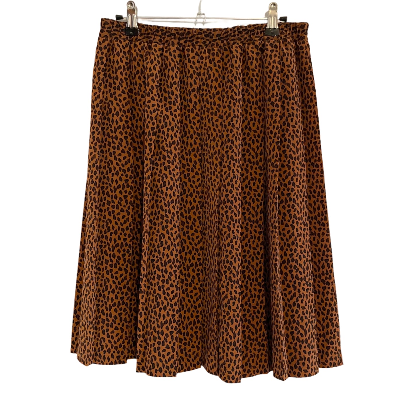 Vintage Requirements Leopard Print Pleated Knee Length Skirt