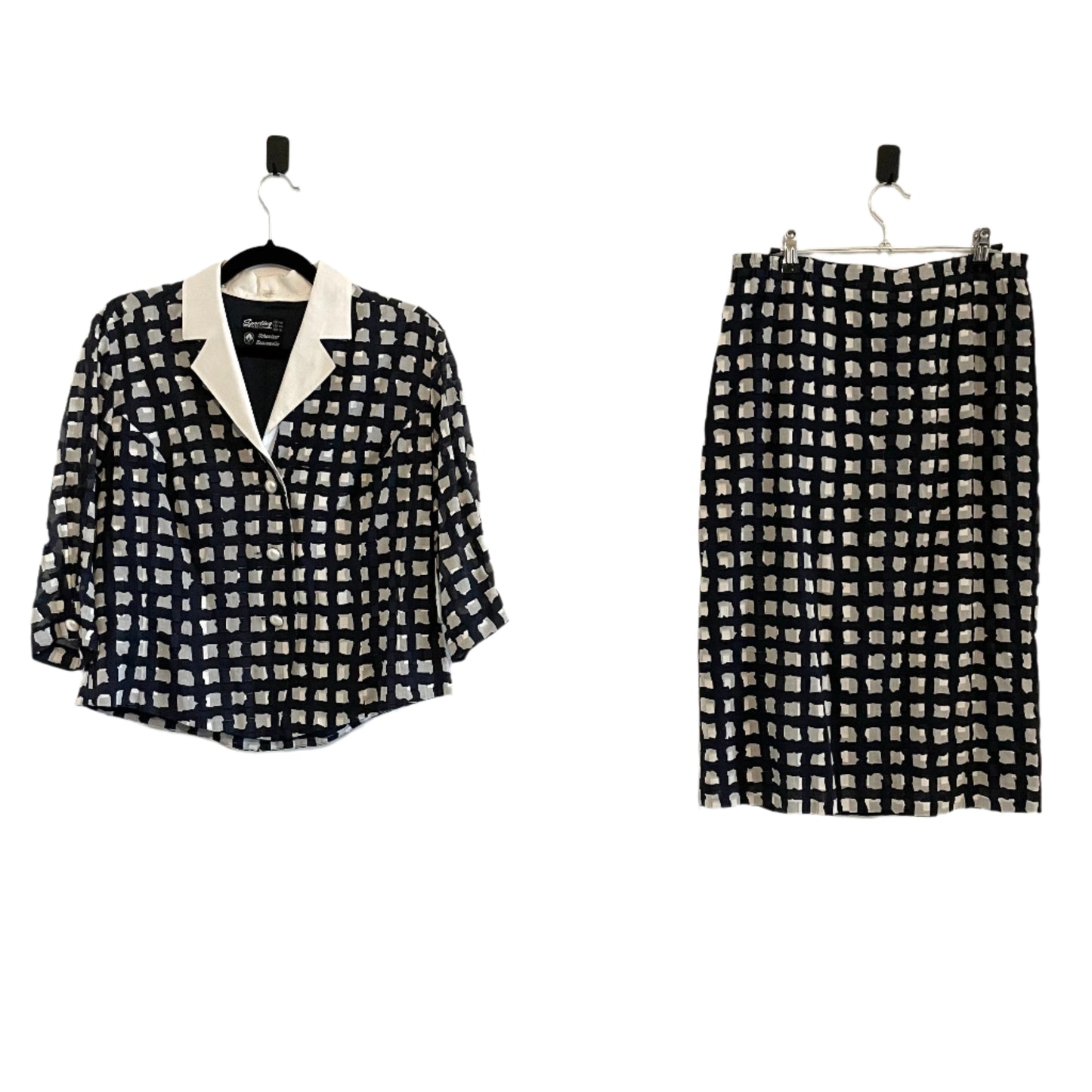 Vintage Black and White Checkered German Sporting Dress Suit Set
