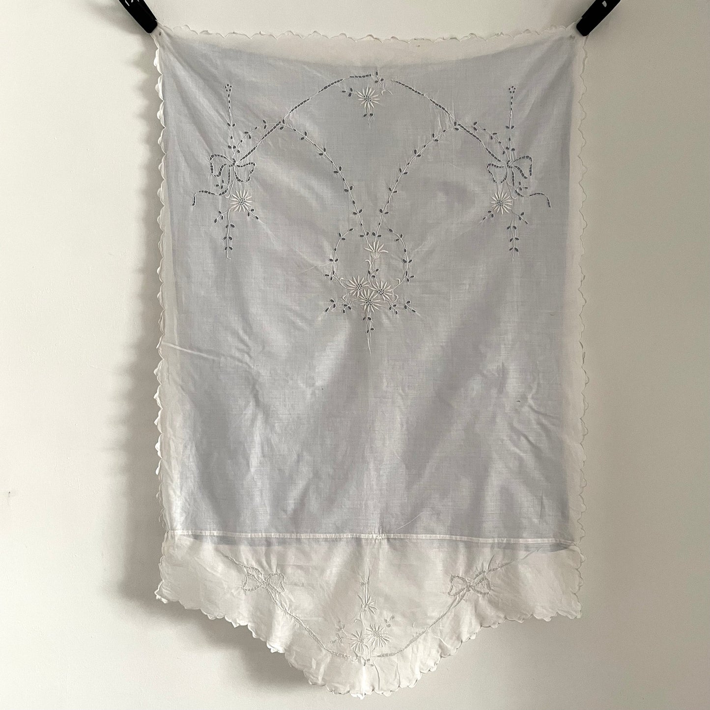 Antique 1920s Christening Baby Swaddle Cotton and Silk Blanket