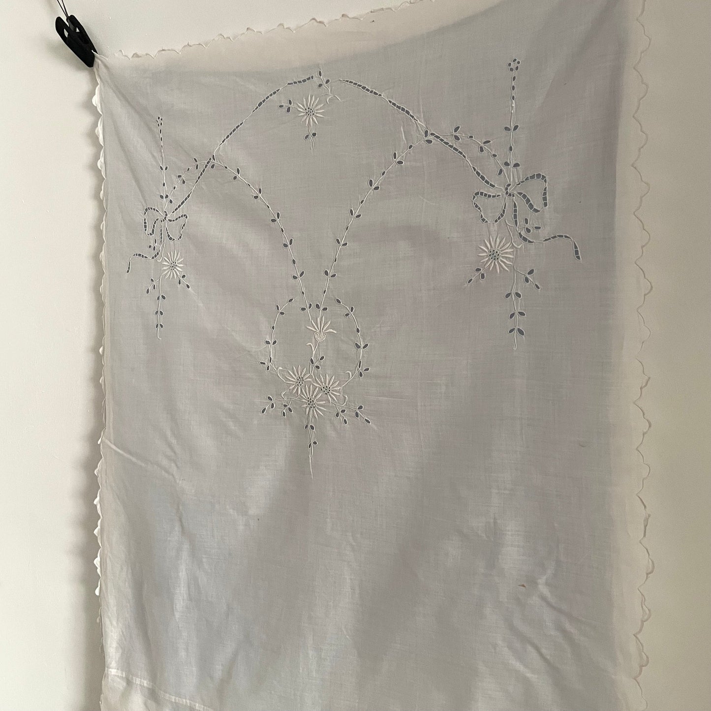 Antique 1920s Christening Baby Swaddle Cotton and Silk Blanket