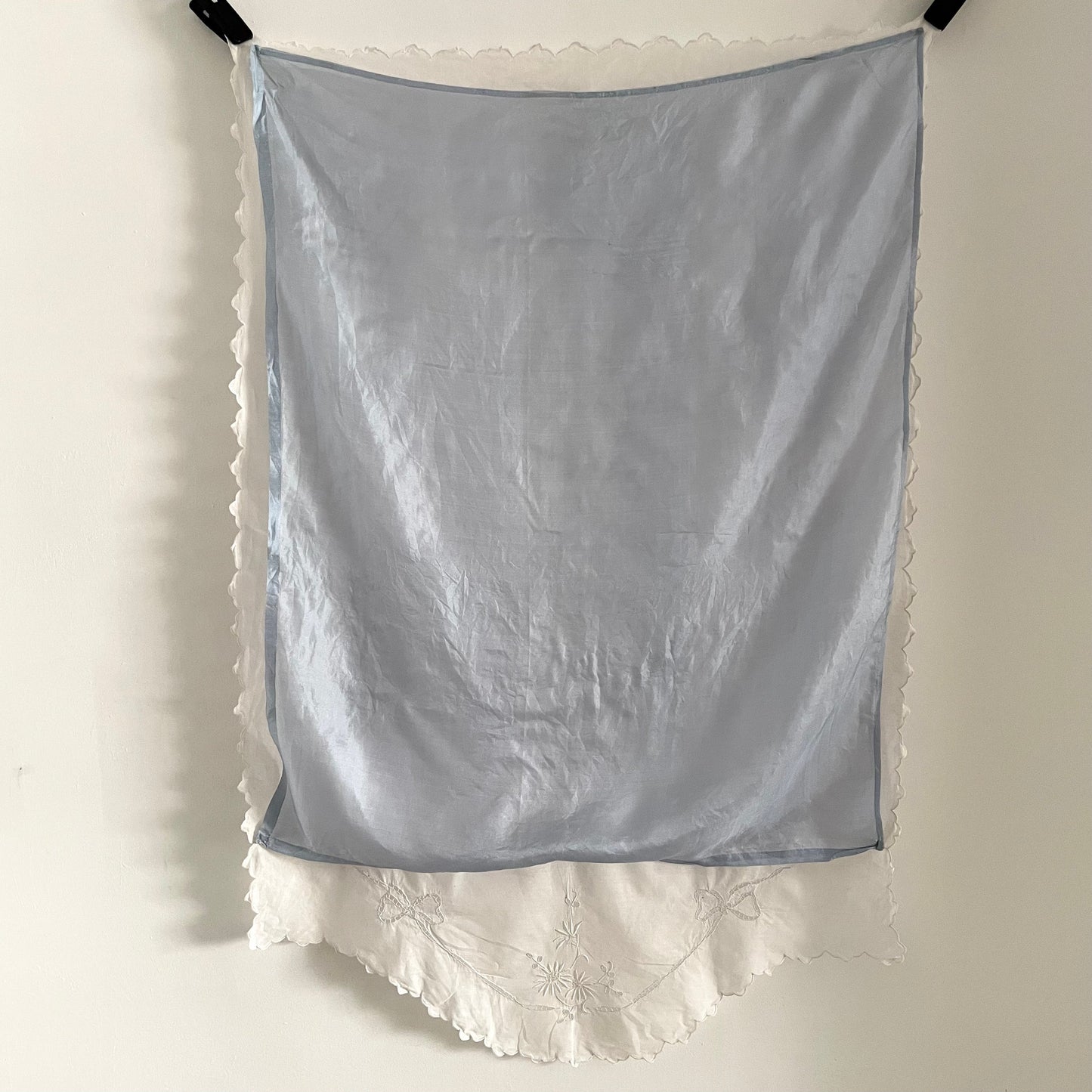 Antique 1920s Christening Baby Swaddle Cotton and Silk Blanket