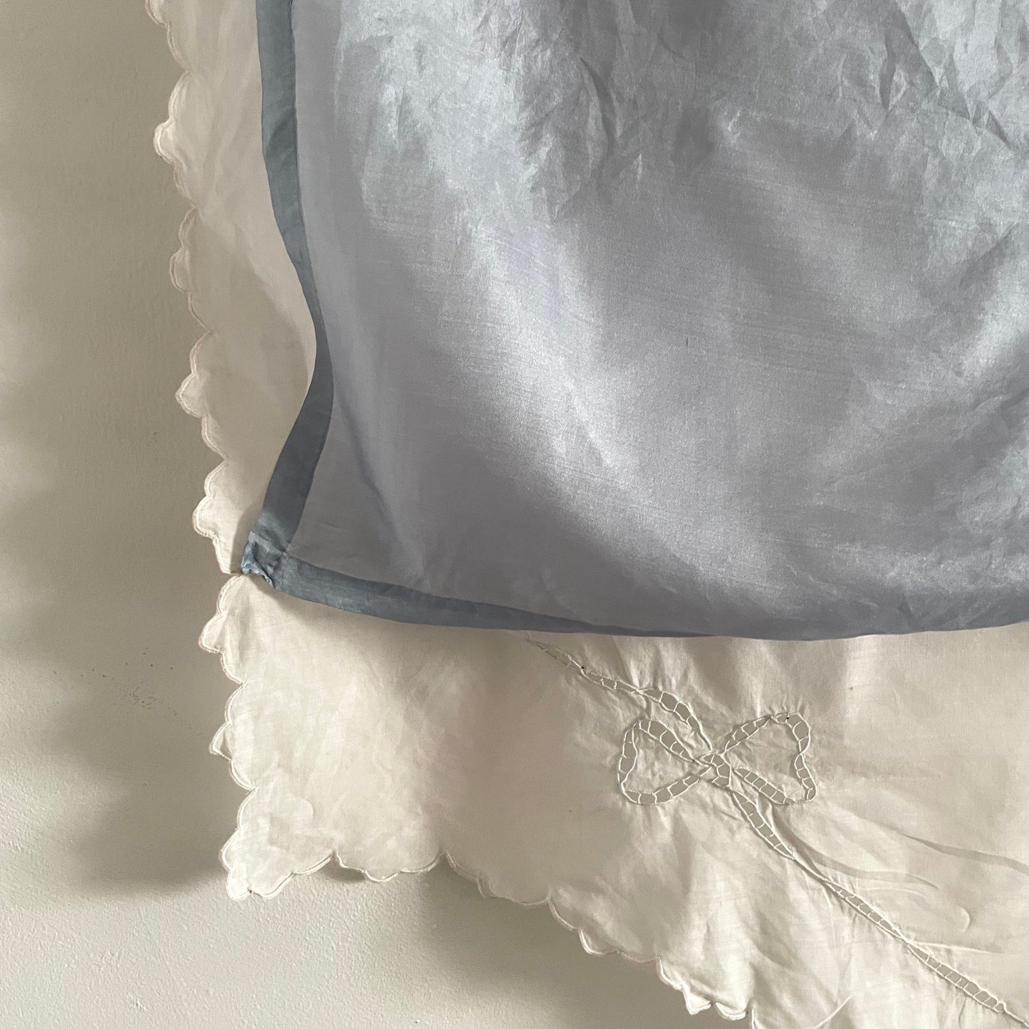 Antique 1920s Christening Baby Swaddle Cotton and Silk Blanket