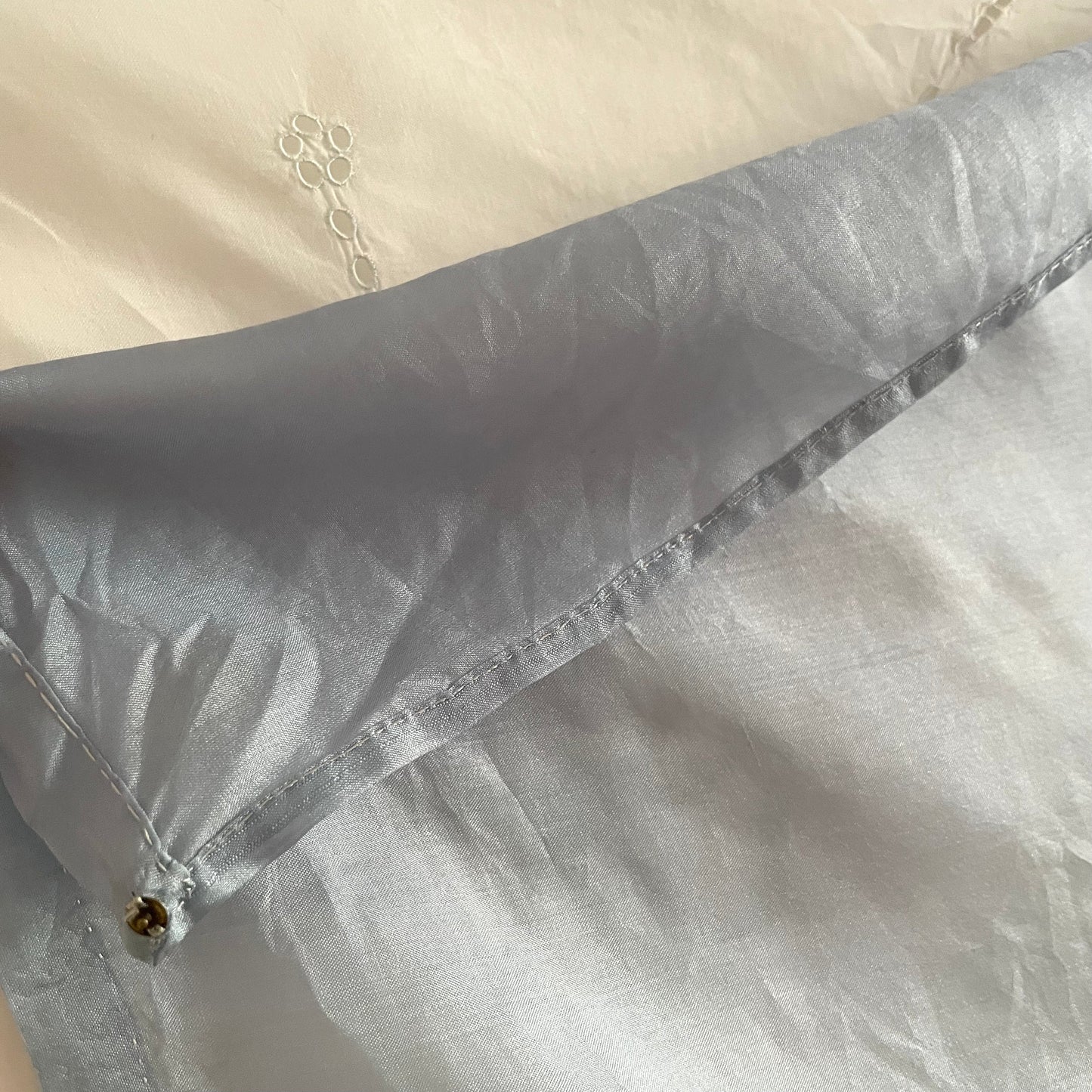 Antique 1920s Christening Baby Swaddle Cotton and Silk Blanket